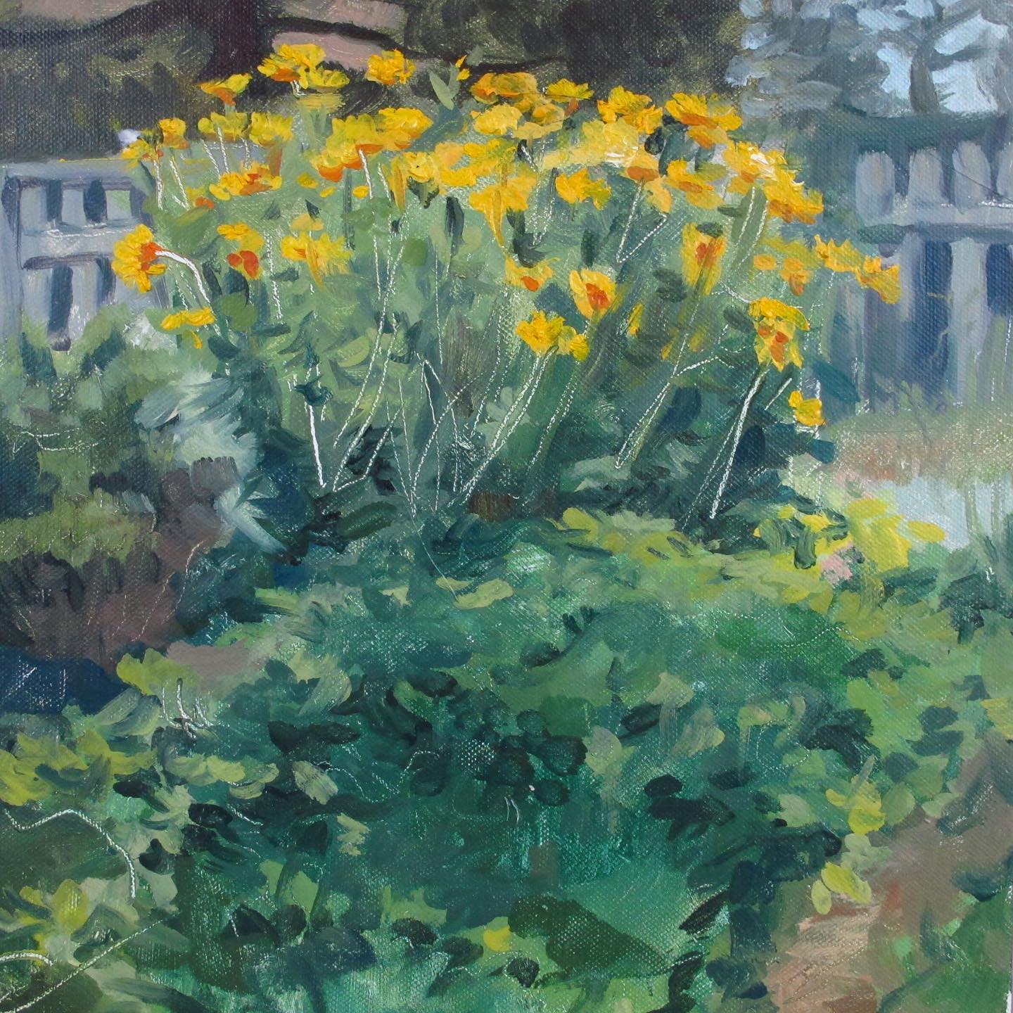 David Wenzel Plein Air Painting of Wildflowers in a Garden, artist of The Hobbit graphic novels