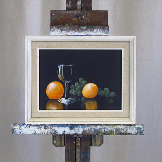 David Turkill Signed Still Life of Oranges, Grapes, Wine Glass, dated 1967 from the Sidwell Art Show, England