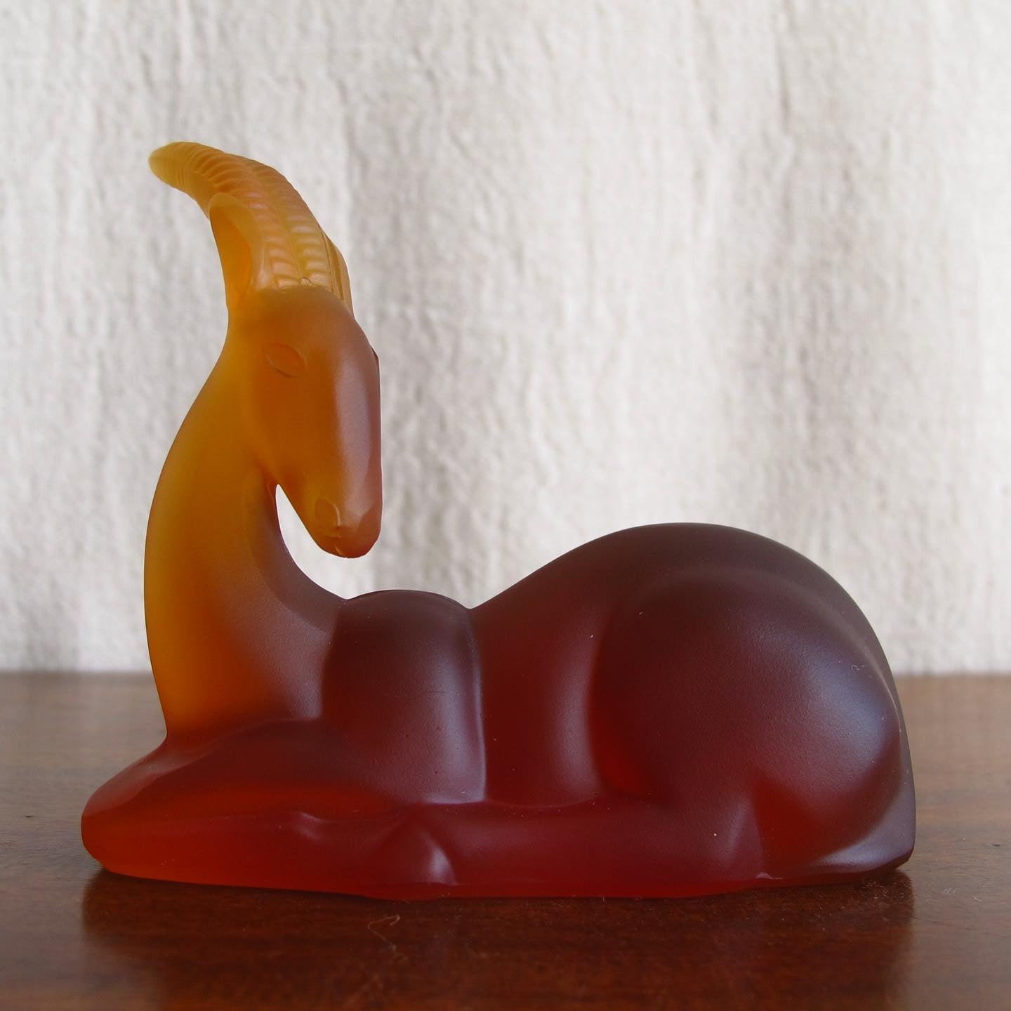 French amber glass Art Deco gazelle in the manner of Renee Lalique, c. 1920 1930