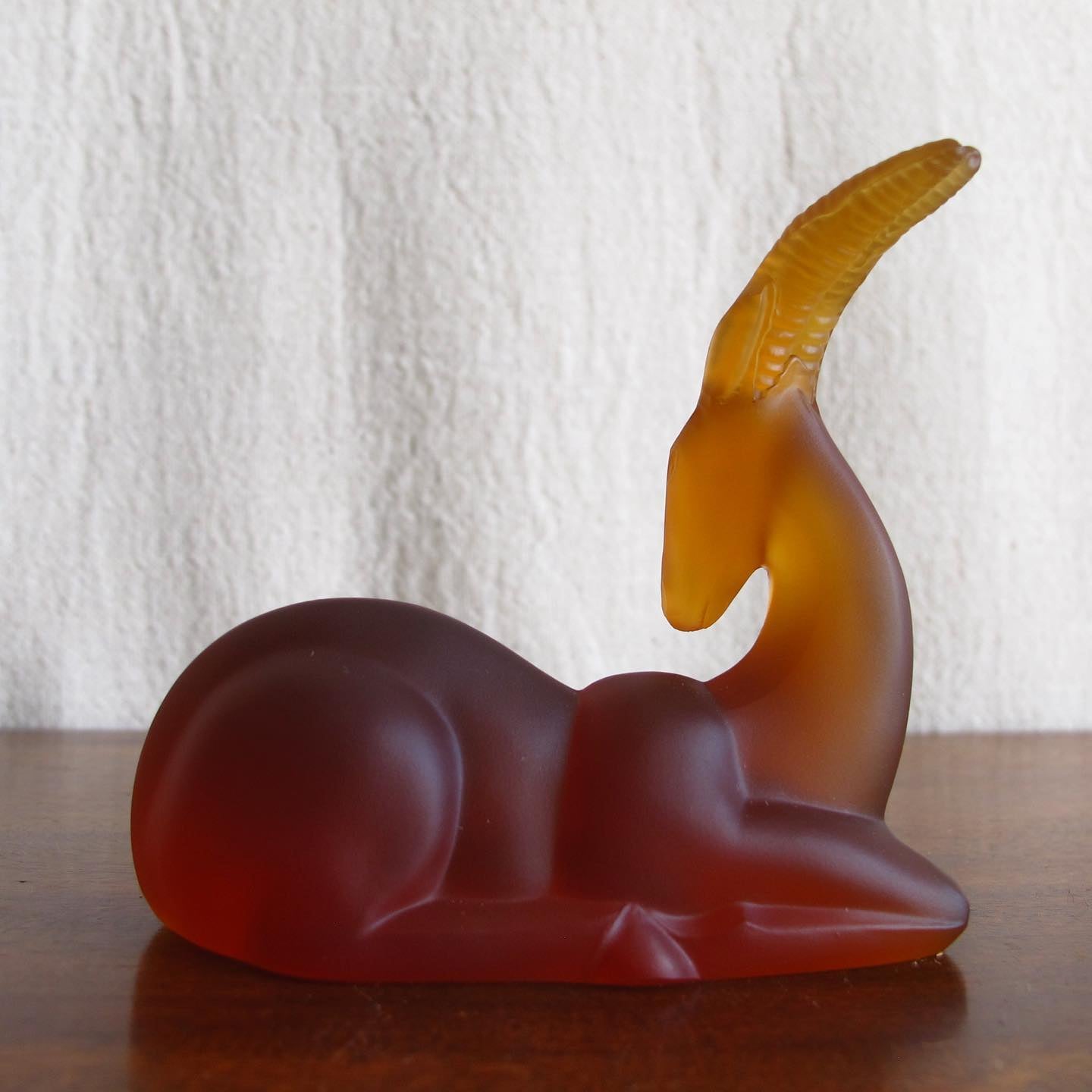 French amber glass Art Deco gazelle in the manner of Renee Lalique, c. 1920 1930