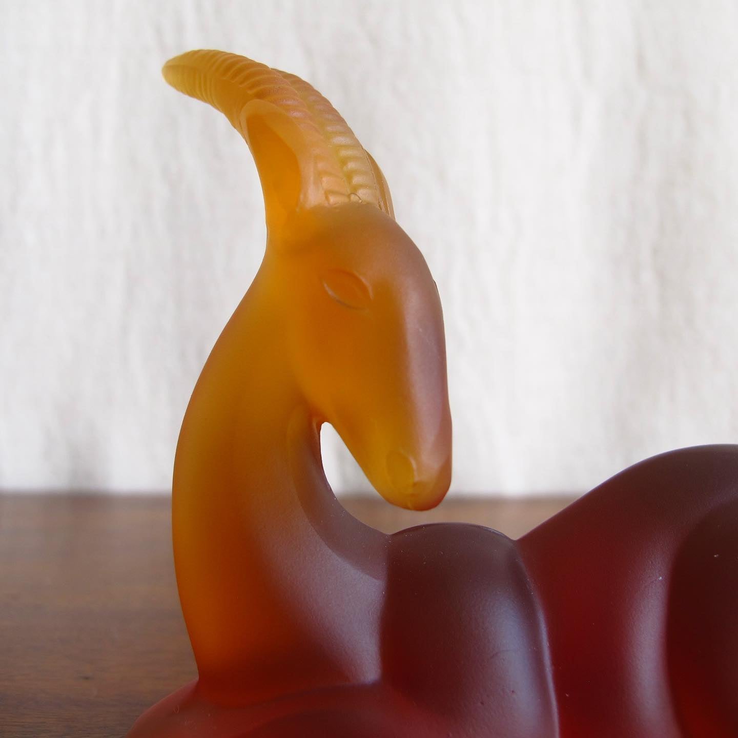French amber glass Art Deco gazelle in the manner of Renee Lalique, c. 1920 1930