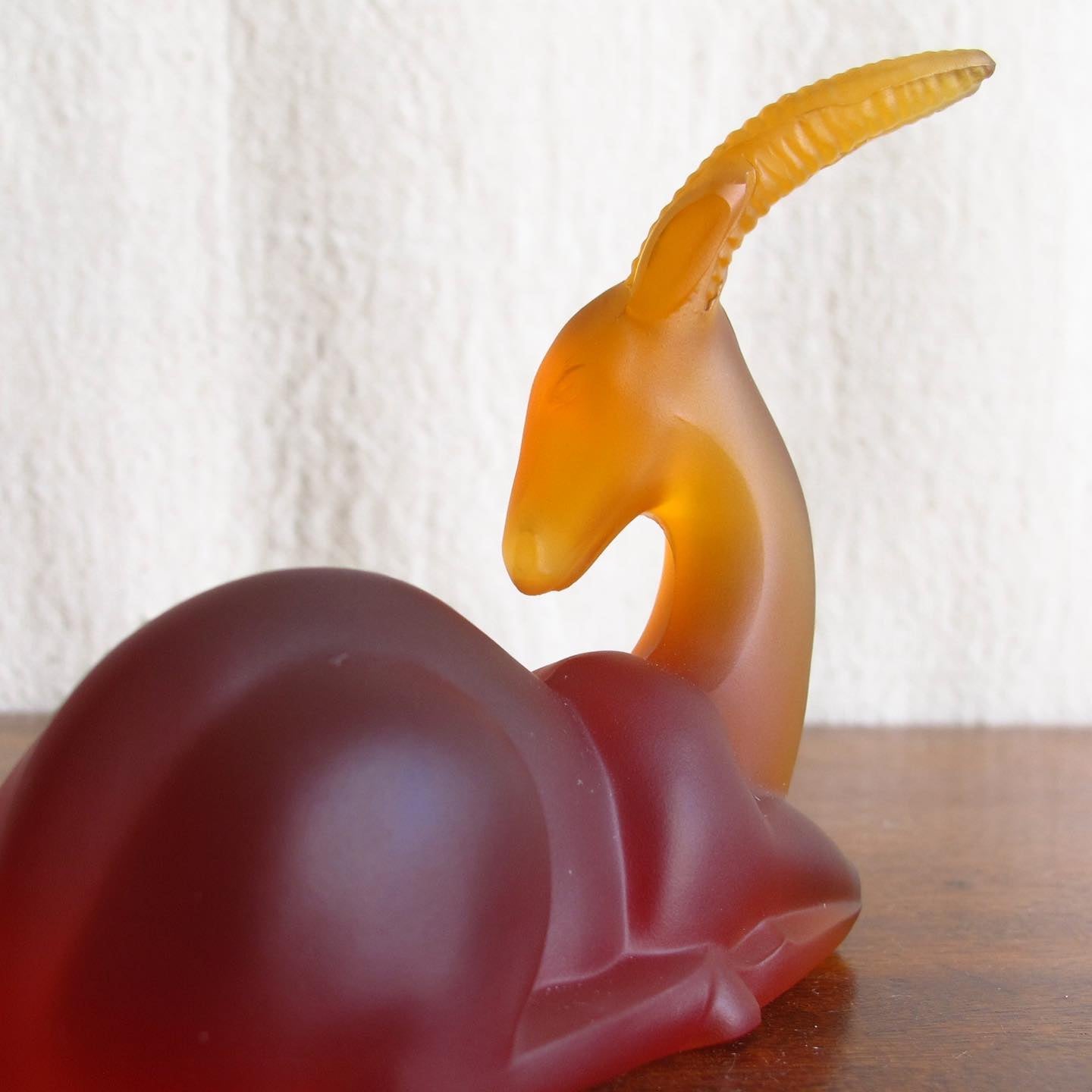French amber glass Art Deco gazelle in the manner of Renee Lalique, c. 1920 1930