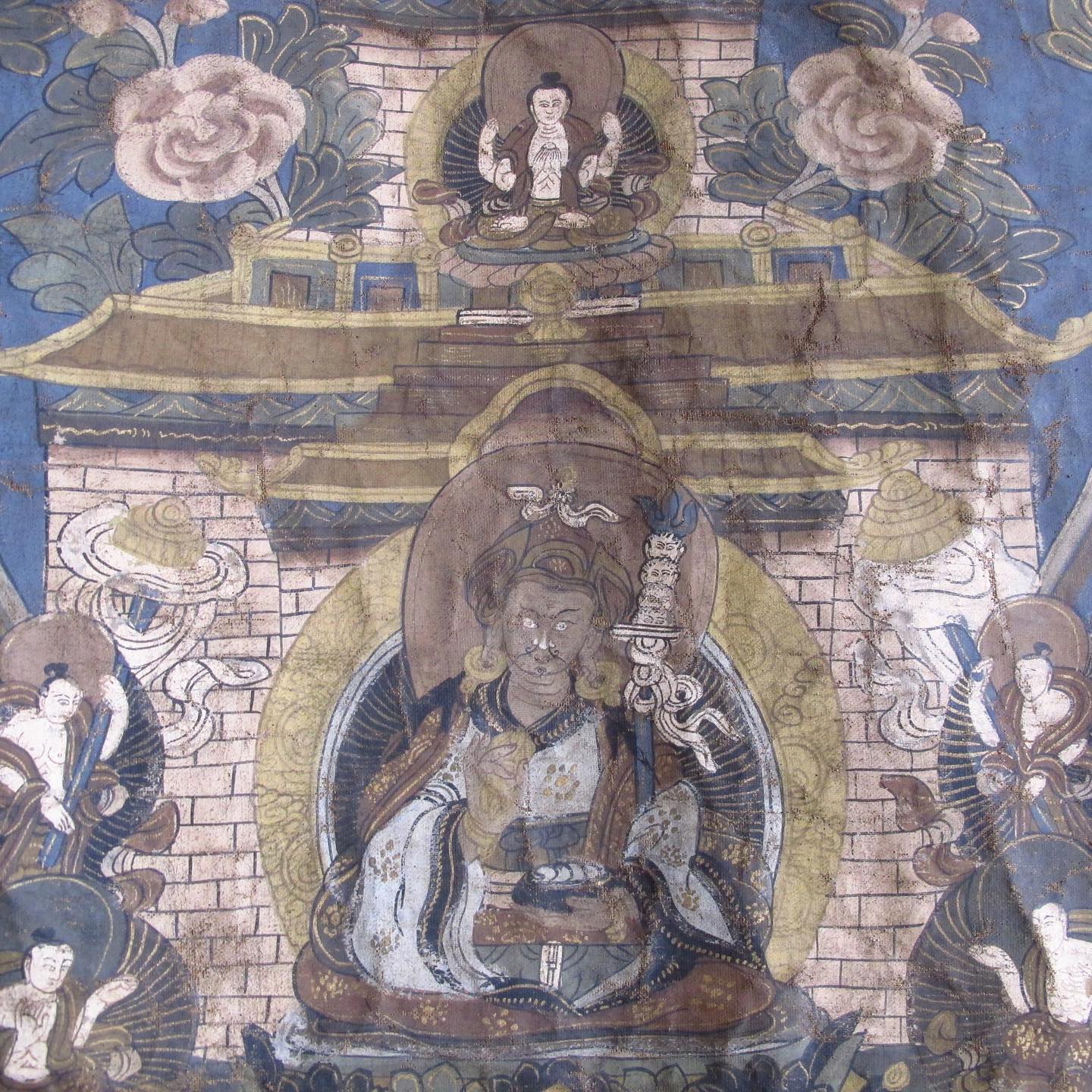 Tibetan Tanka Mandala Painting depicting Tibetan Buddhist Cosmology, early 20th century