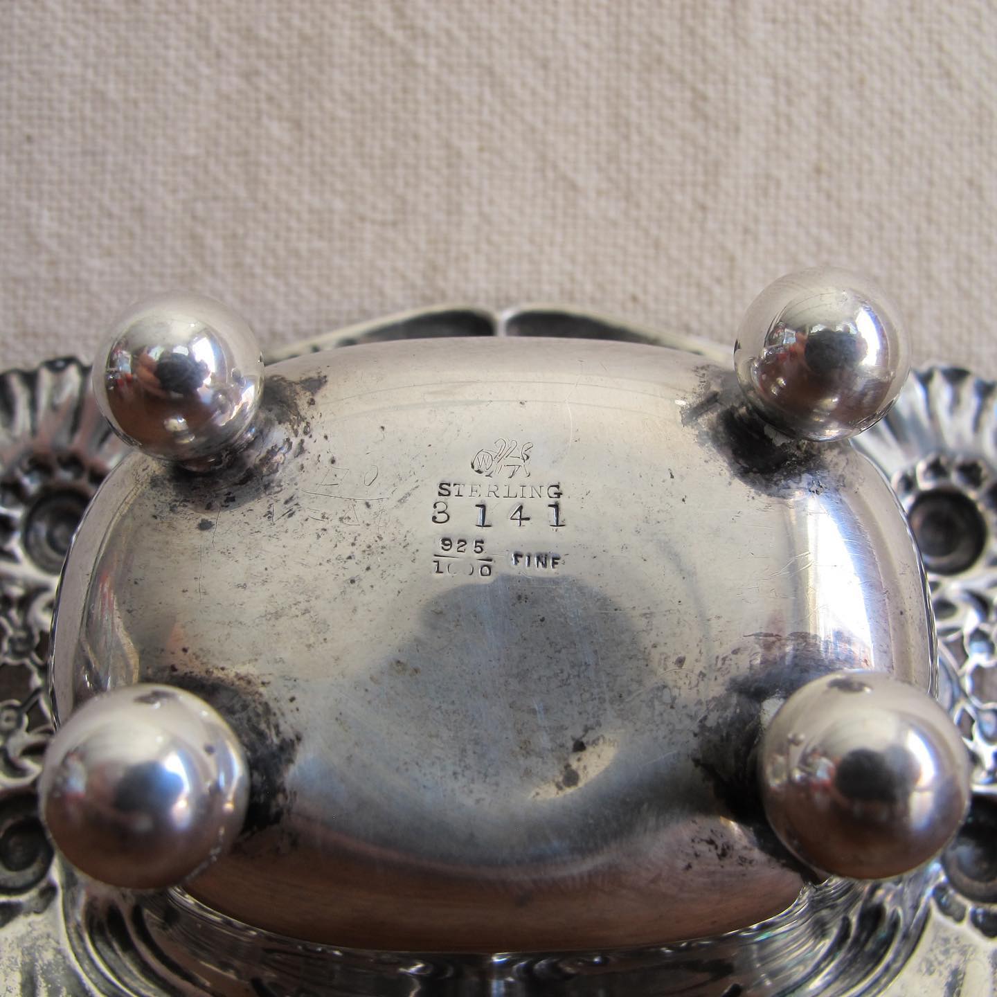 Pair of reticulated sterling silver nut dishes or salt cellars, LARGE, “Dresden” pattern by Whiting, c. 1890 1900