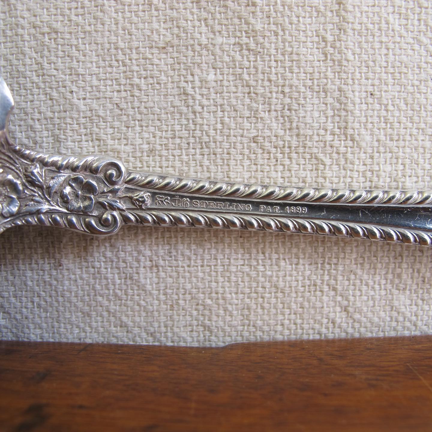 Large Victorian Gorham sterling silver ‘Cambridge’ salad or serving spoon, lobed bowl with remnants of a gold wash, dated 1899