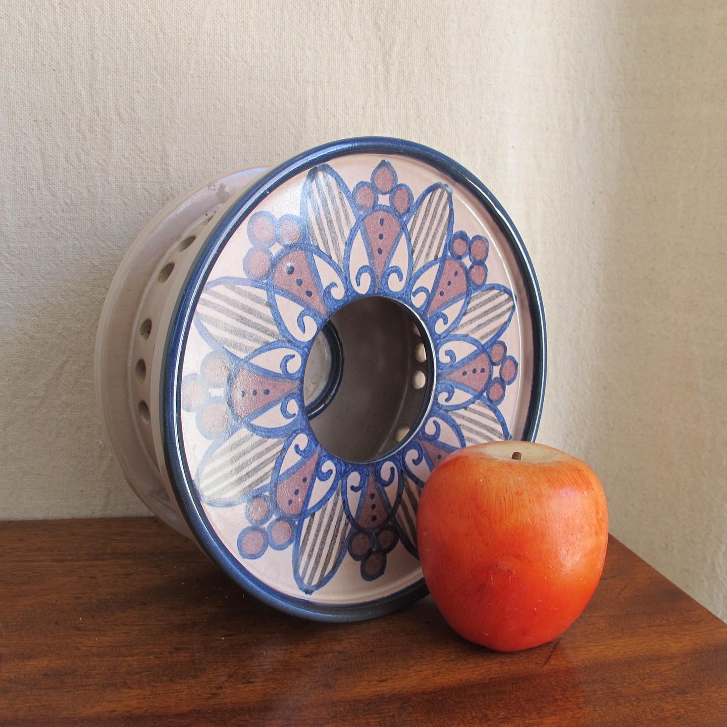 Large candleholder Scandinavian Danish art pottery donut marked SIDSEL AERO