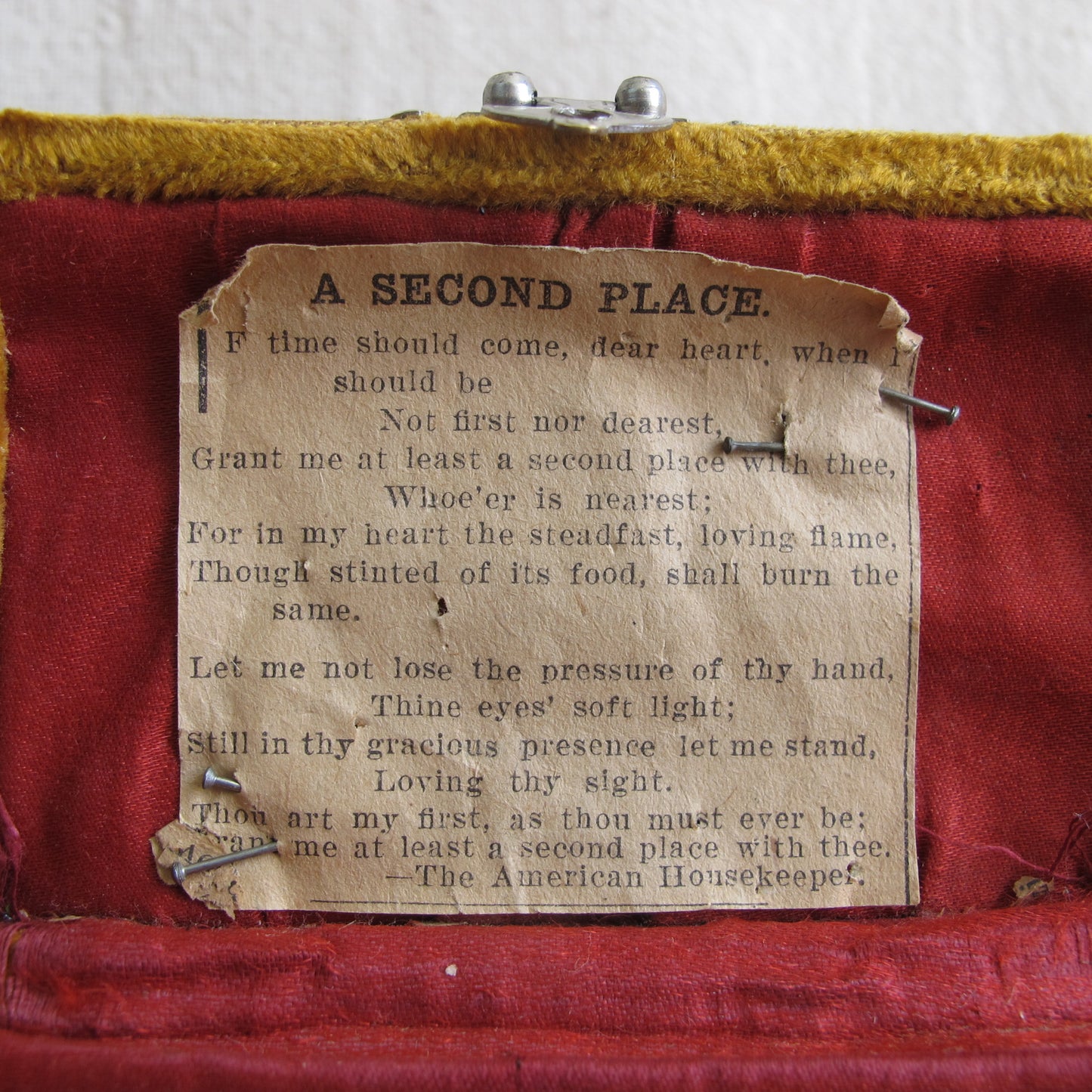 Box of Sorrows, velvet covered Victorian box filled with the notes and clippings of an unloved woman, an archive of misery, c. 1890 vintage antique