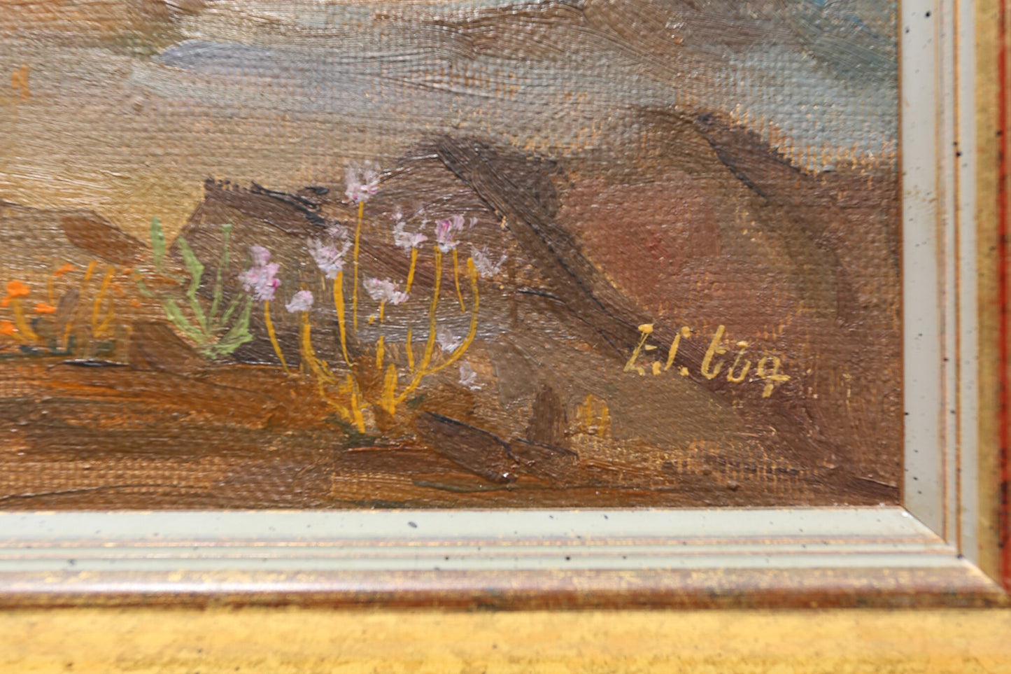 Armenian Landscape Painting Orthodox Mountains USSR Signed Framed
