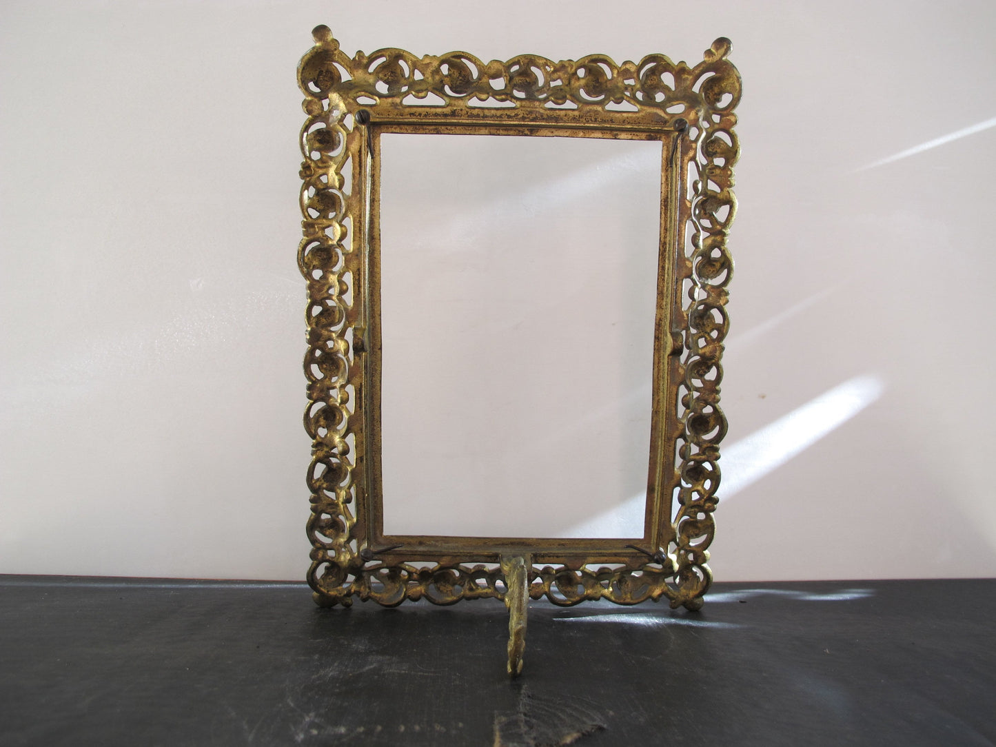 Frame Victorian Gilded Cast Iron Openwork Rococo Revival c. 1880 Original Surface Very Fine Casting