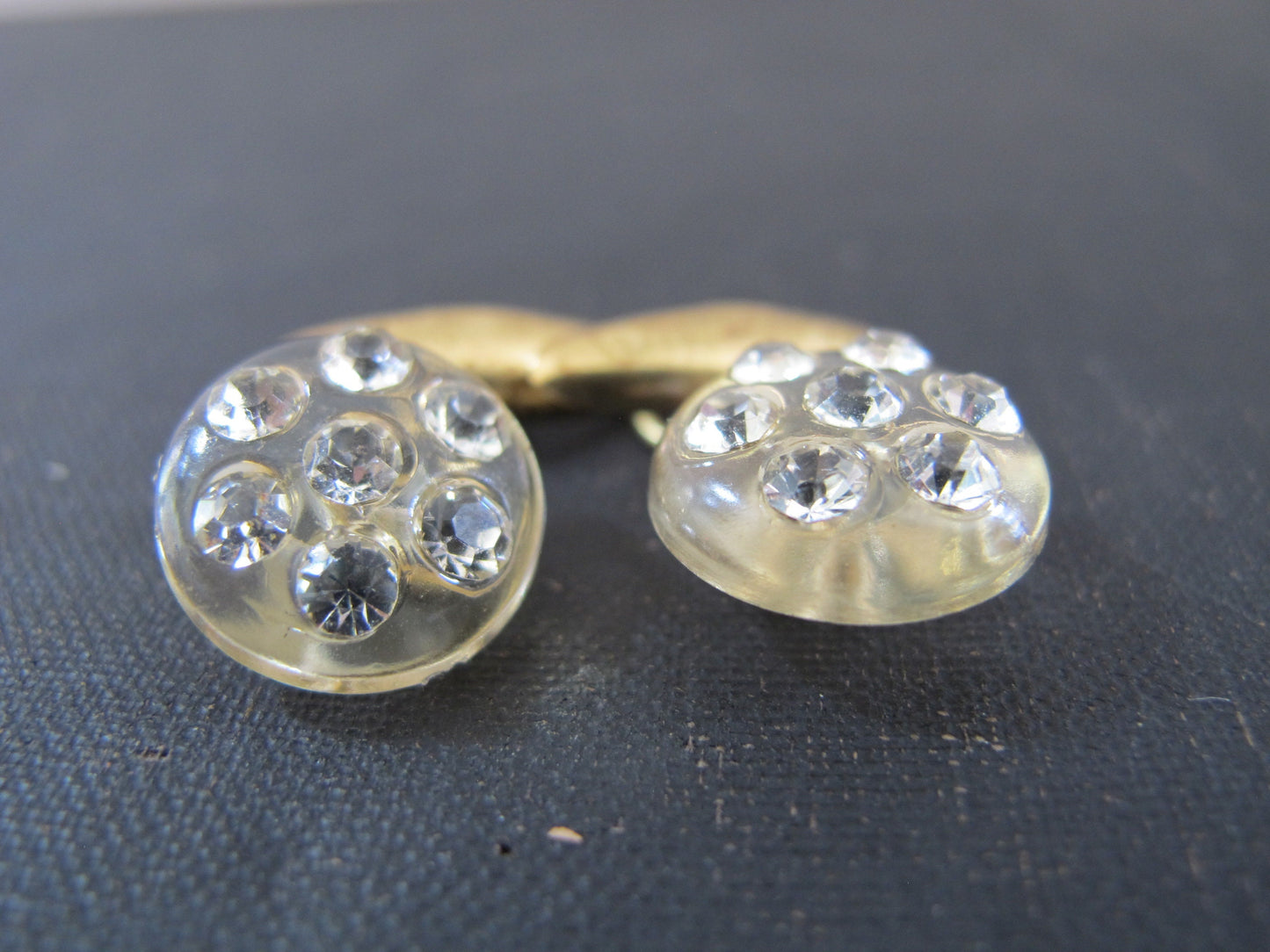 Cufflinks Lucite Resin Rhinestones Womens 1960s