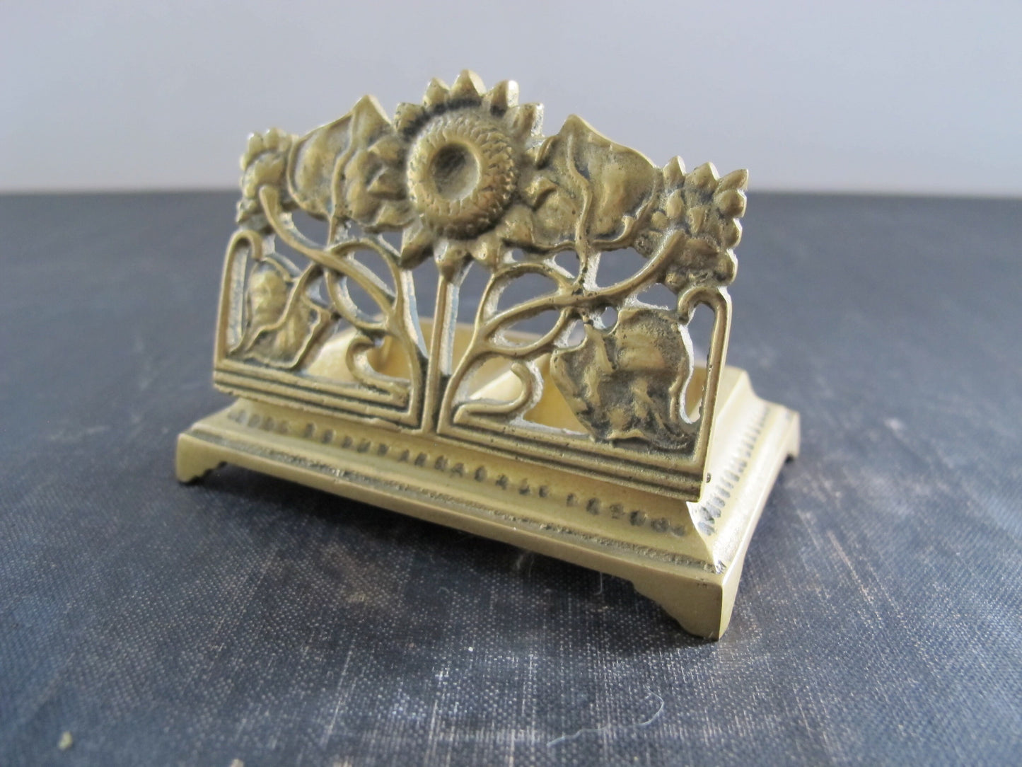 Stamp Holder Edwardian Art Nouveau Sunflowers Rampant over Sunflower Stamp holder