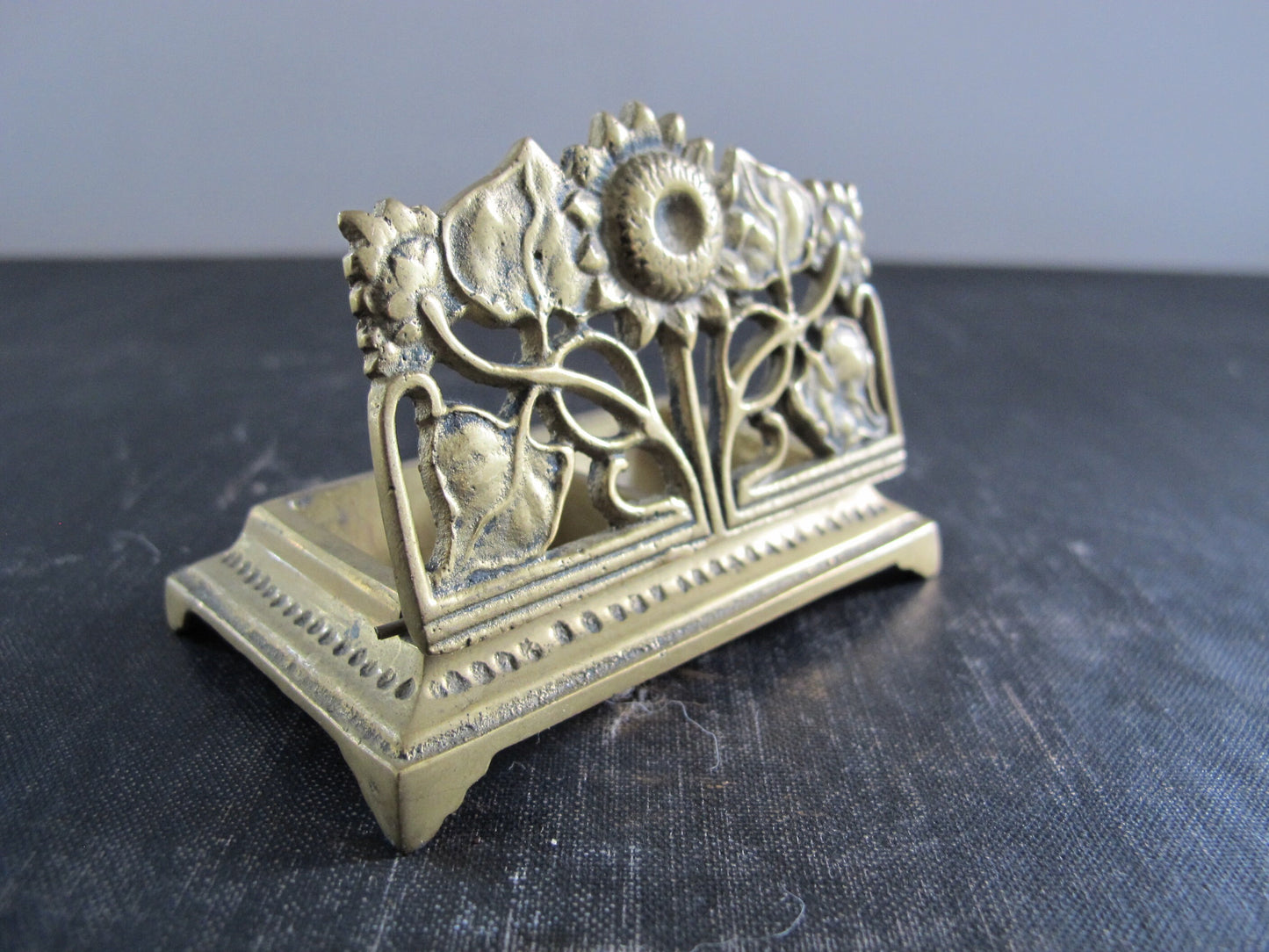 Stamp Holder Edwardian Art Nouveau Sunflowers Rampant over Sunflower Stamp holder