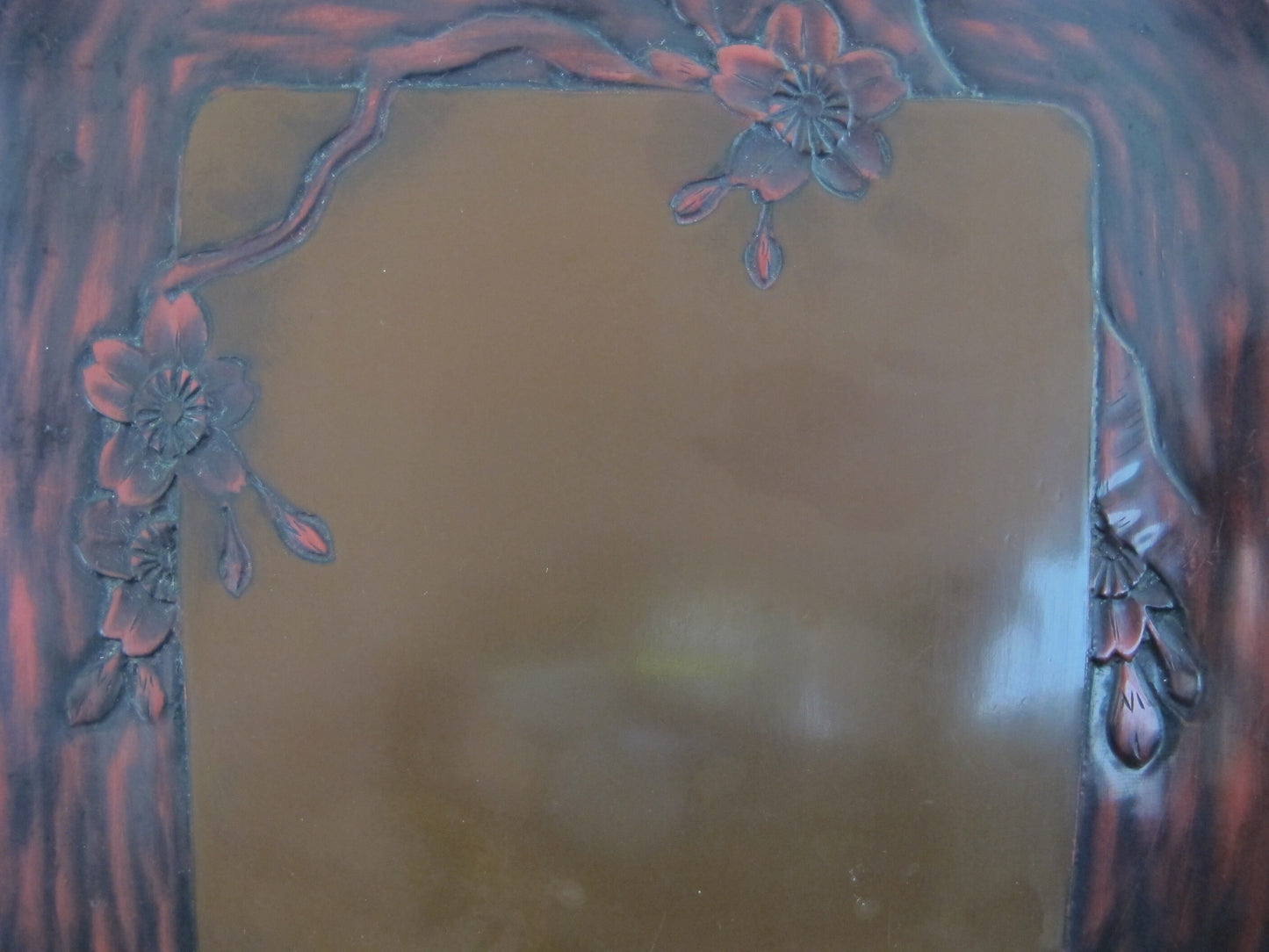Raised Lacquer Tray Japanese Takamaki-e Hiramaki-e Meiji Period 1900 1910 Red and Black on Gold Mustard