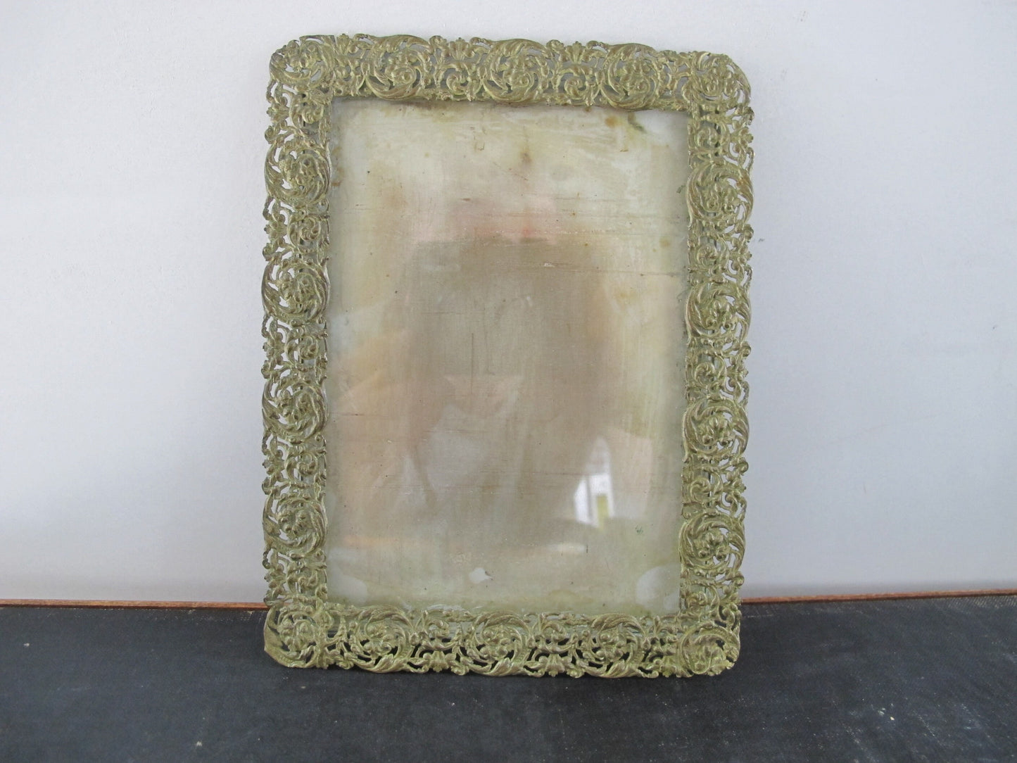 Brass Frame in Openwork Brass Victorian 1880s 1890s Antique