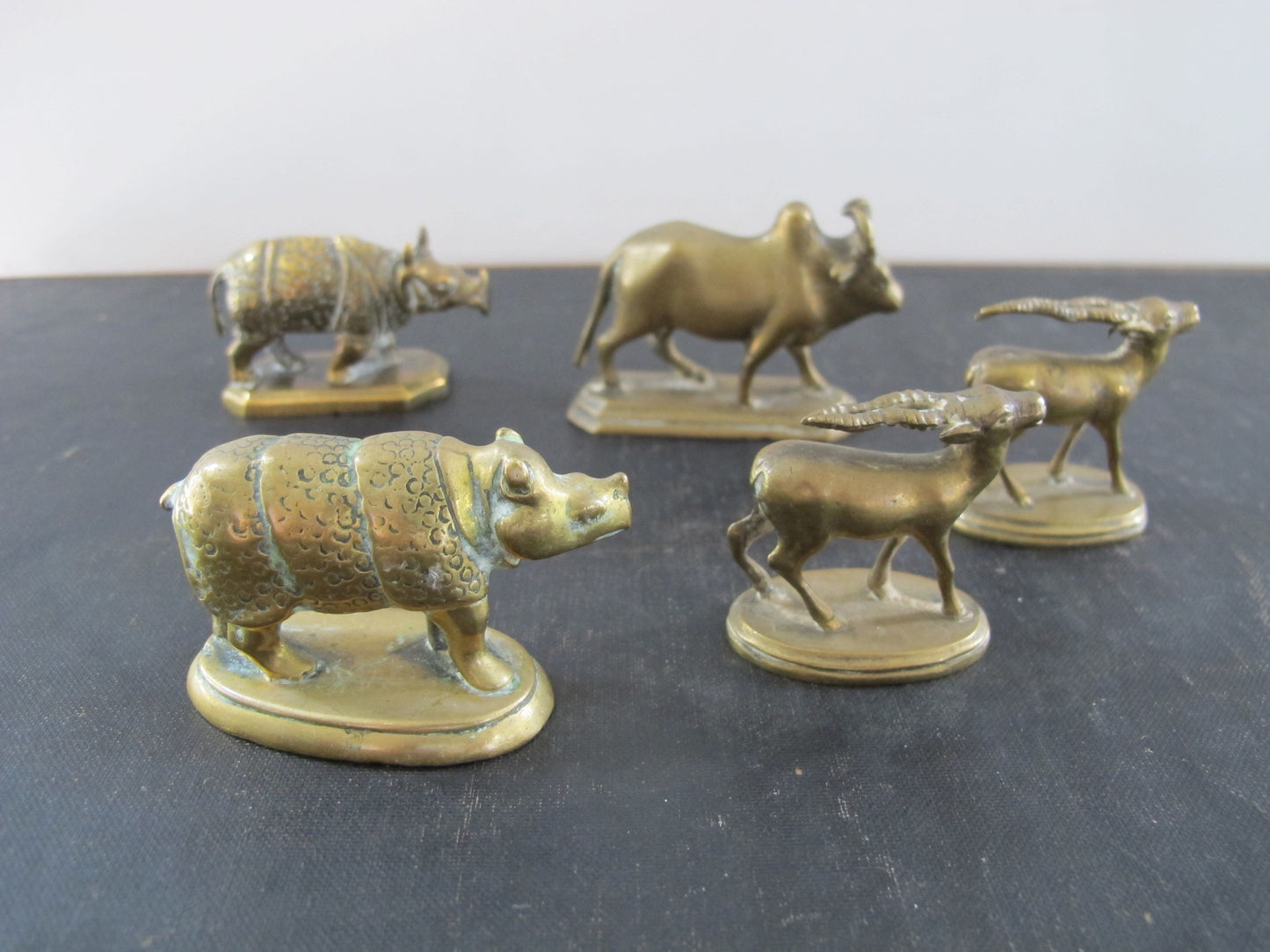 Anglo-Indian Miniature Sculpture Rhino Rhinocerus 19th Century 1860s 1870s Marked