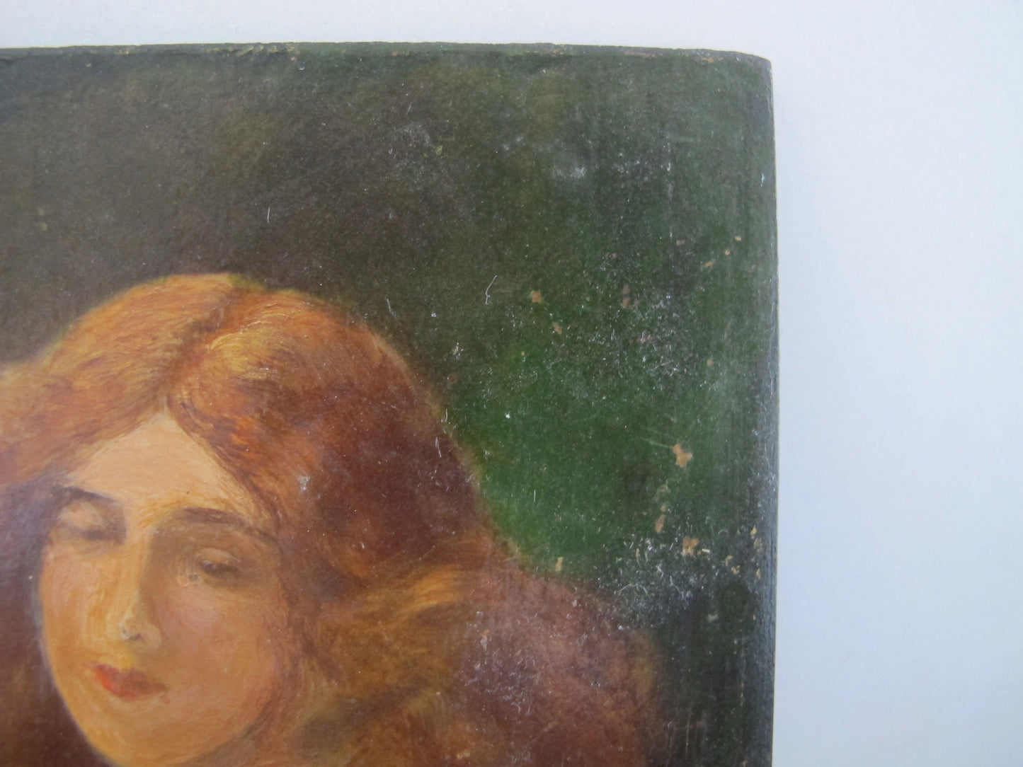 Painting Miniature Portrait Hirsute Nude Woman Redhead Victorian Edwardian 1890s 1900s Oil on Board