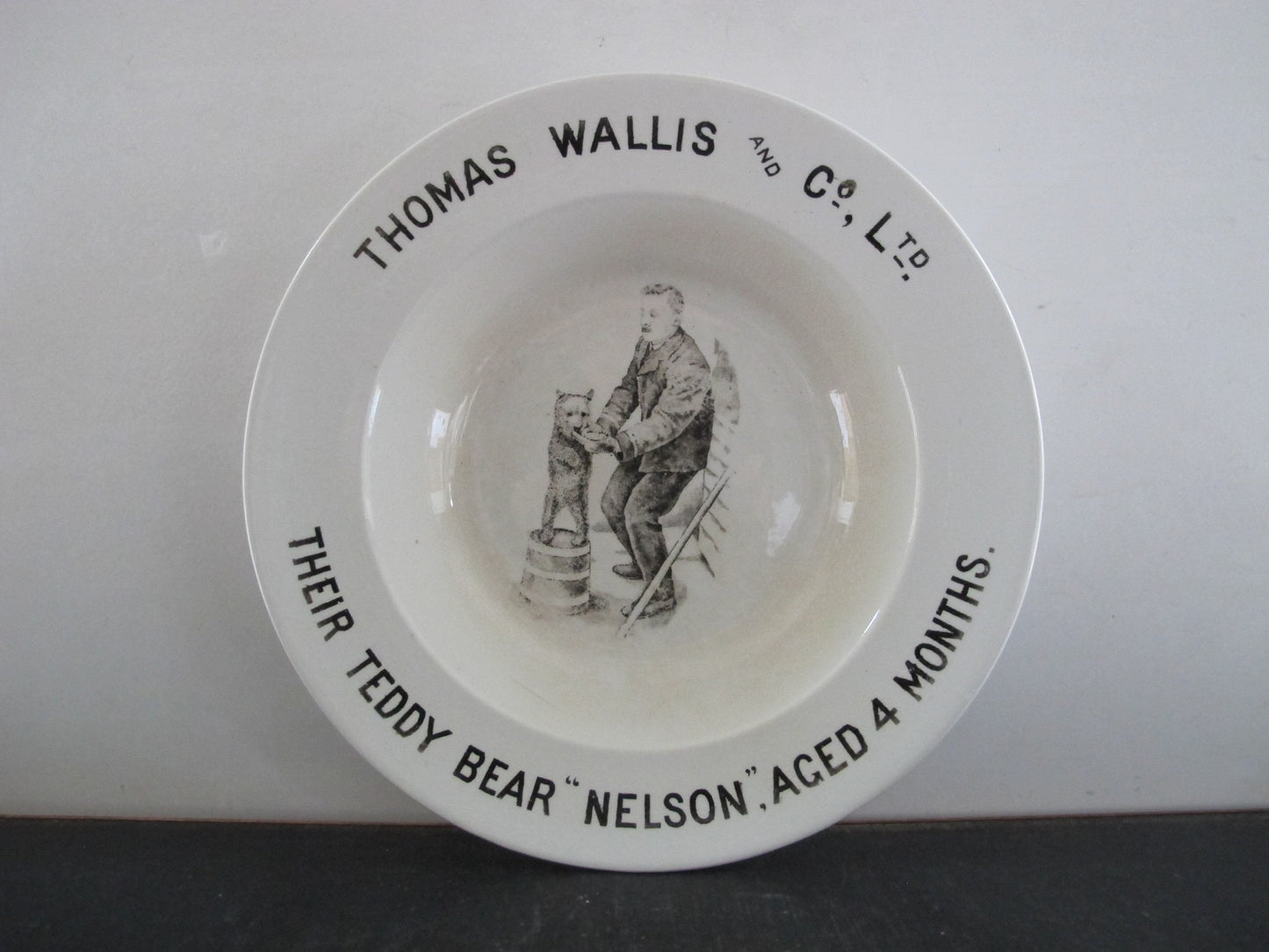 Bowl Plate Advertising Advertisement Bear Thomas Wallis and Co. Edwardian Victorian 1902 1900s