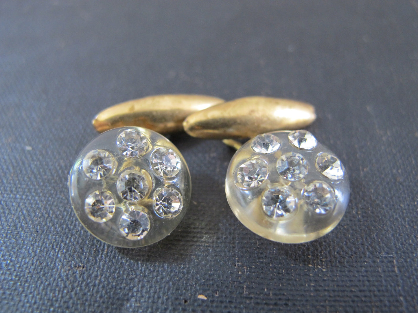 Cufflinks Lucite Resin Rhinestones Womens 1960s