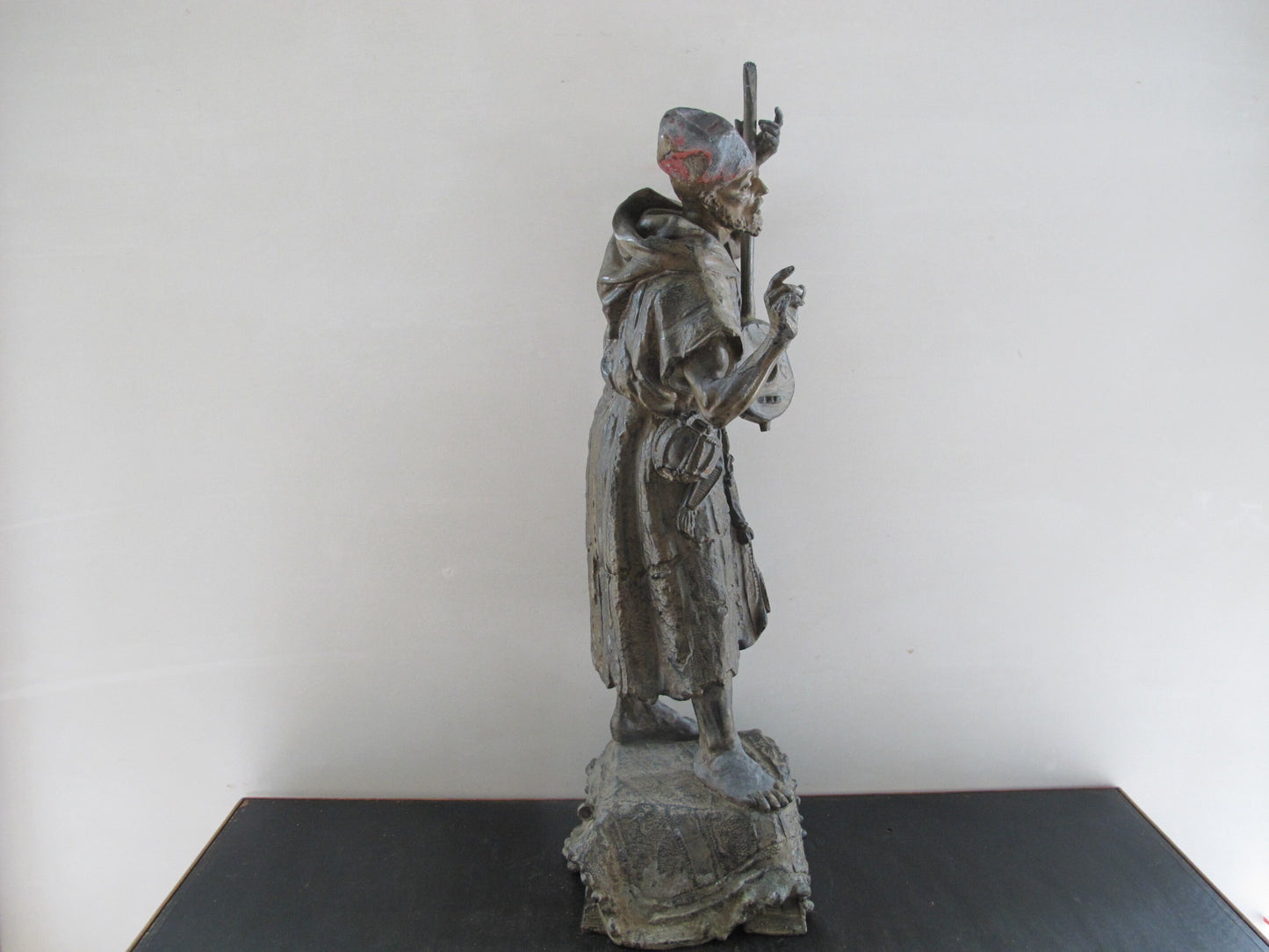 Sculpture North African Moorish Musician Singer Muslim LARGE Spelter in the style of Austrian Cold Cast Bronze 1900s 1910s