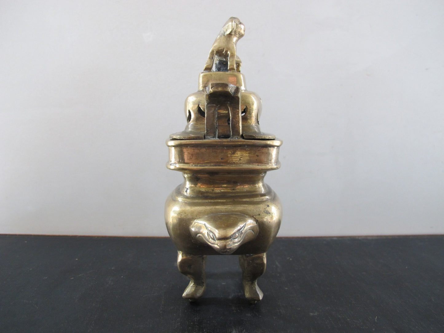 Censor Brass Chinese Foo Dog Dragon Heads 1920s