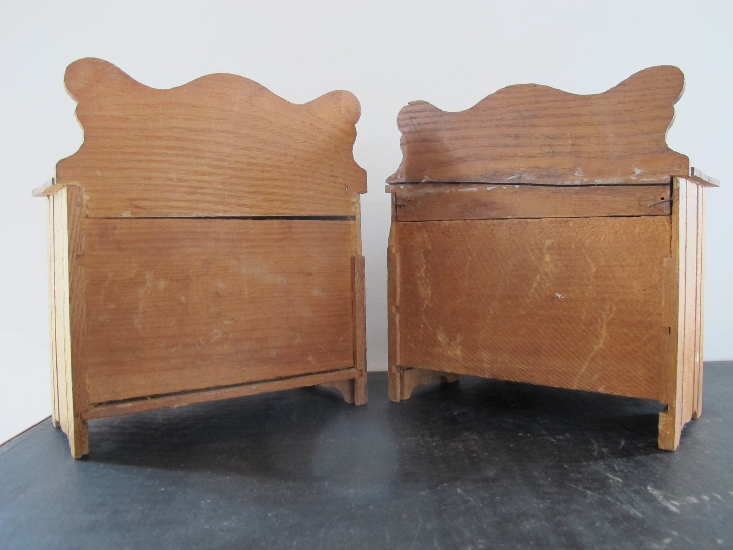 Miniature Doll Furniture Edwardian Victorian Quatersawn Oak 1900s 1910s Dresser Commode Pair