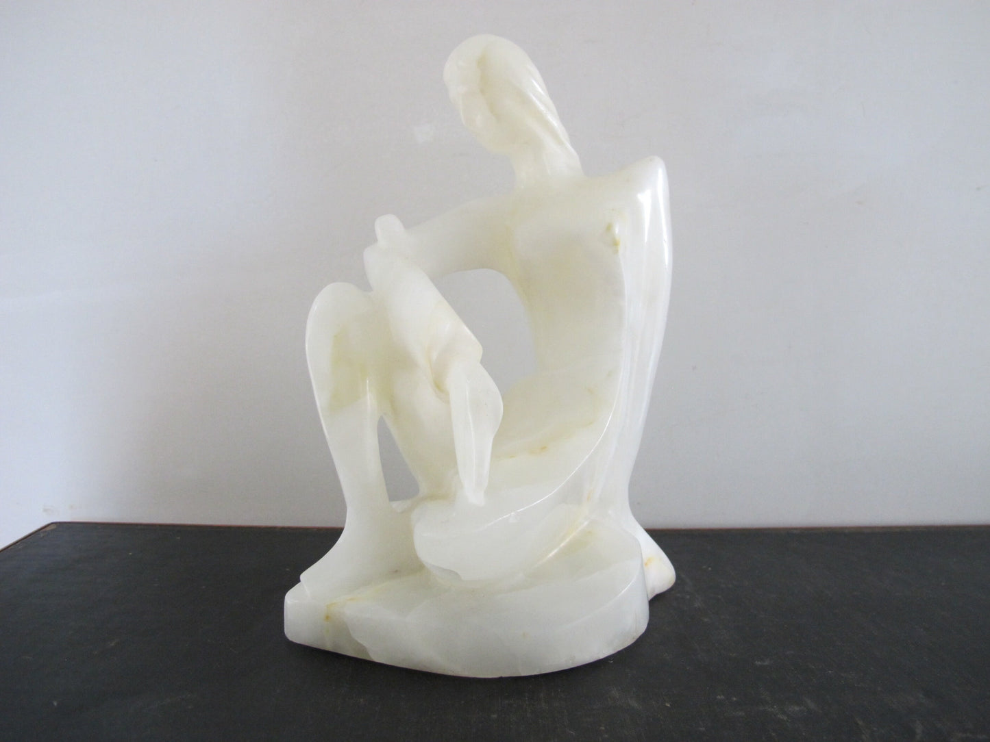 Sculpture Translucent White Alabaster Marble MCM Midcentury Italian Woman Abstract 1950s 1960s