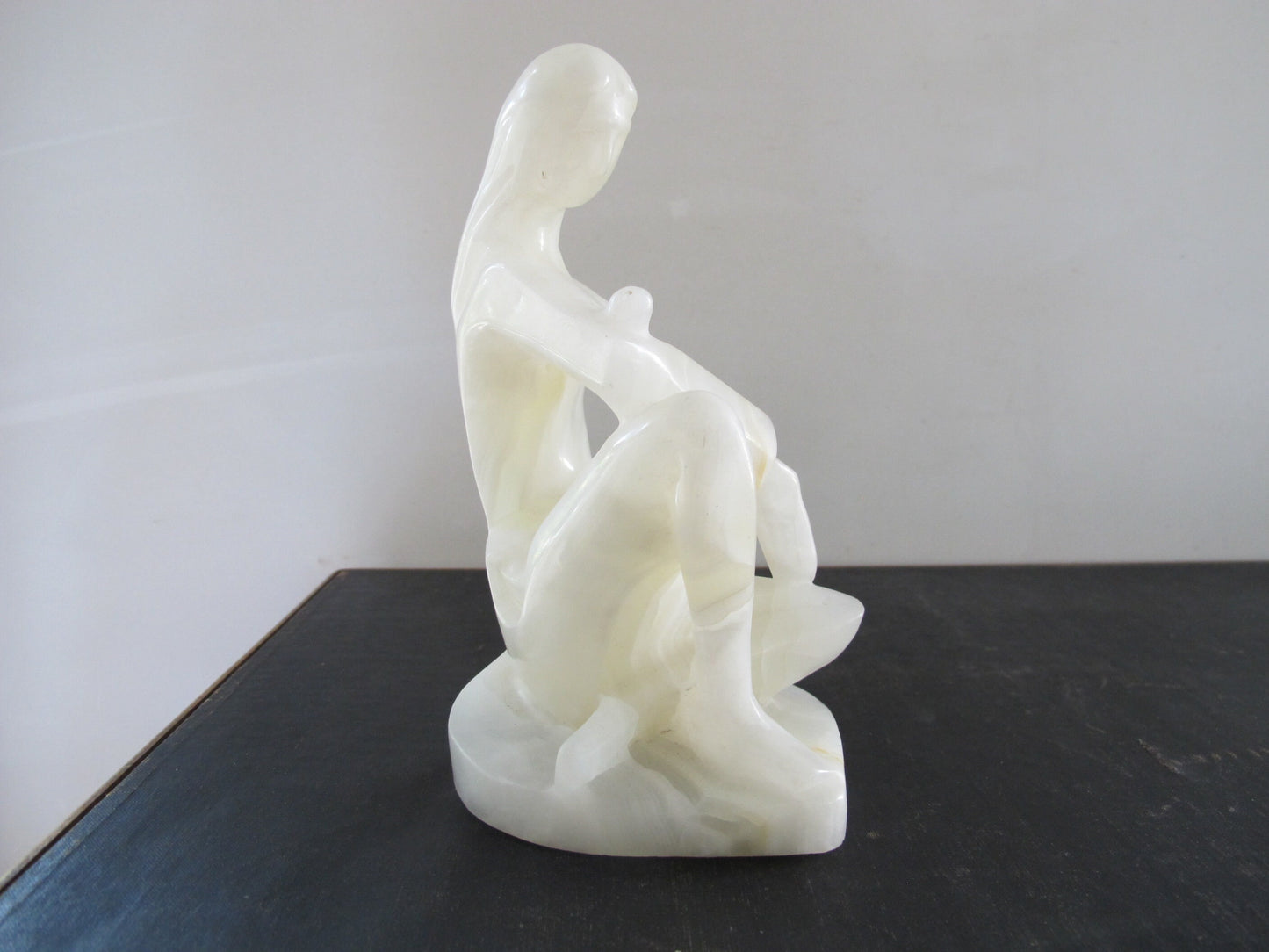 Sculpture Translucent White Alabaster Marble MCM Midcentury Italian Woman Abstract 1950s 1960s