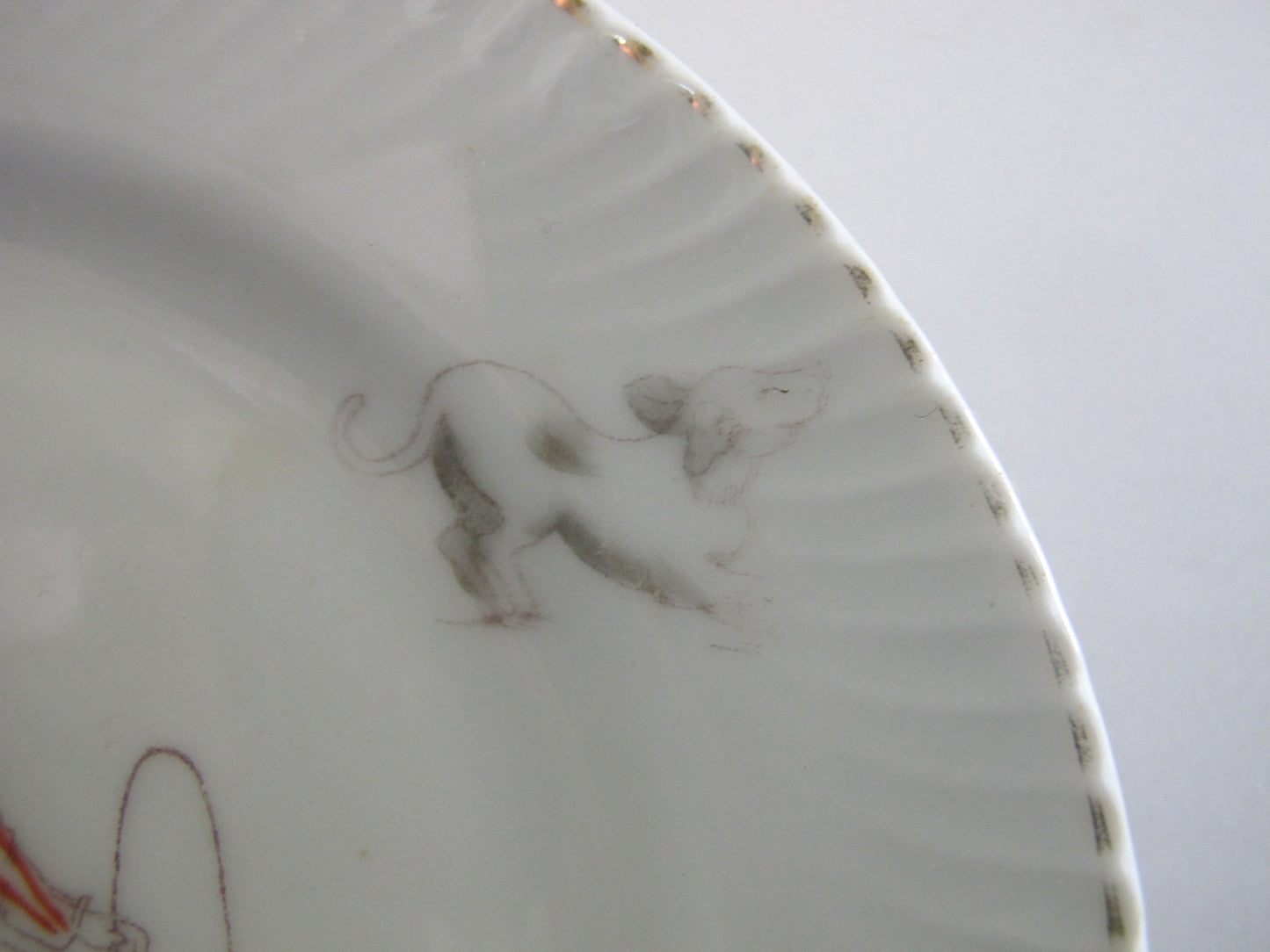 Plate Dog Clown Jumping Through Hoop Circus Costume 1900s 1910s Edwardian Victorian