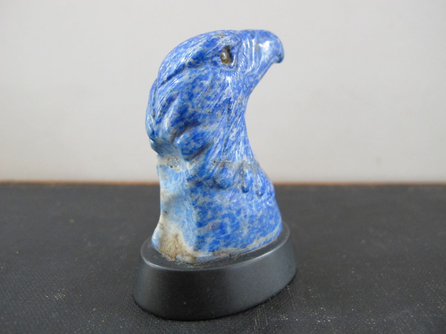 Eagle Sculpture Russian Lapis Lazuli Slate Inset Glass Eyes Hardstone Carving