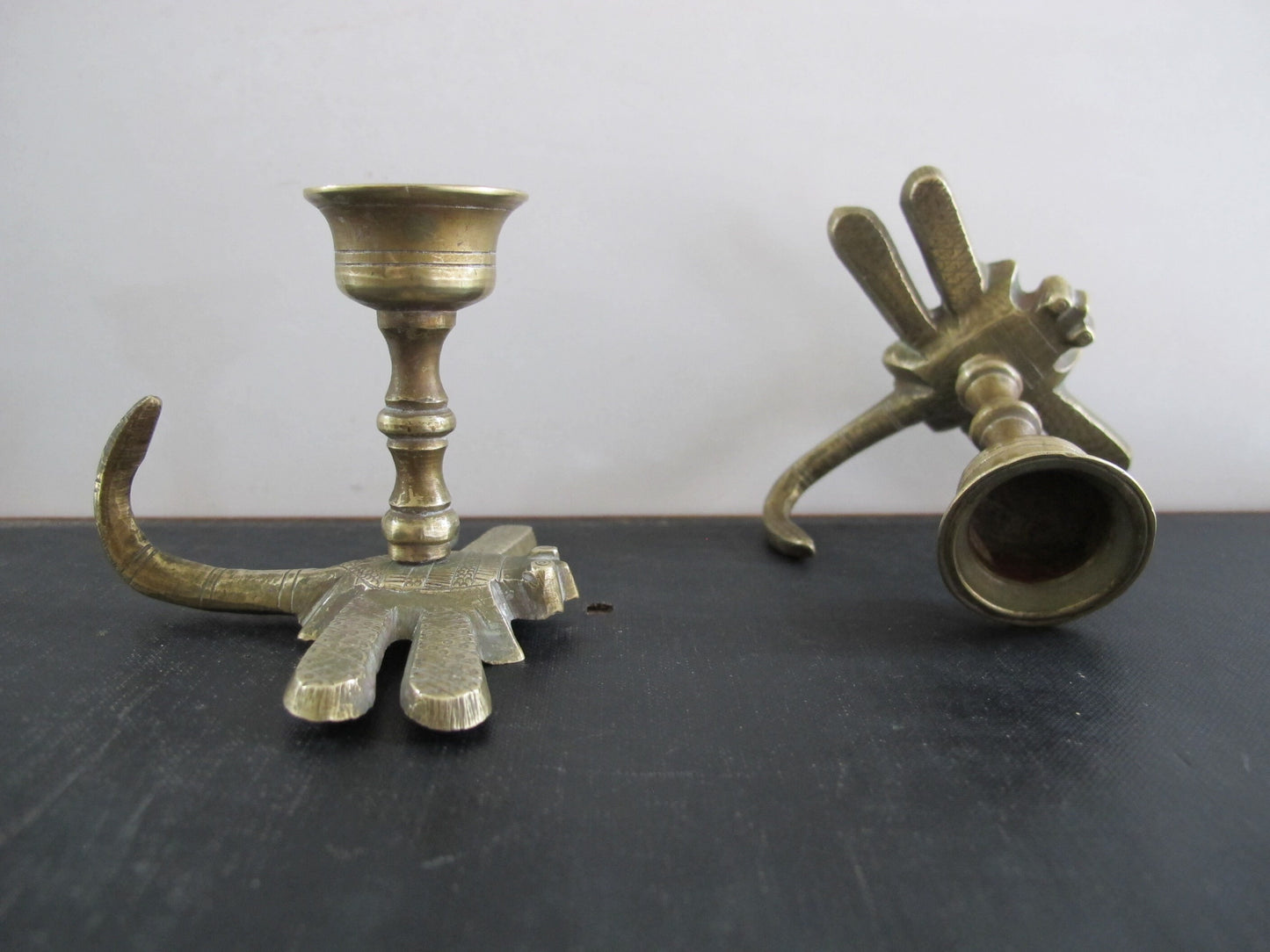 Candlestick Candleholder Pair Dragonfly Dragonflies Insect Chinese 1950s 1960s