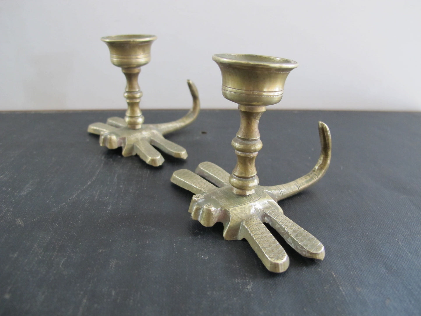 Candlestick Candleholder Pair Dragonfly Dragonflies Insect Chinese 1950s 1960s