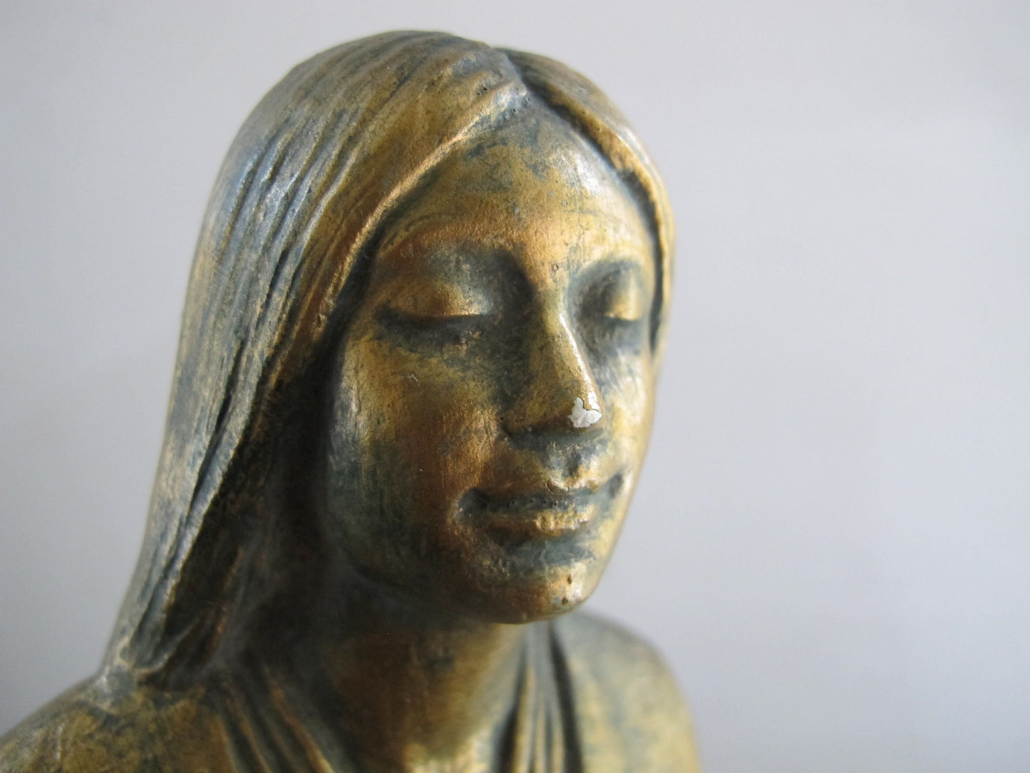 Sculpture Jostens Hippy Buddha Pose Love 1960s 1970s Plaster Bronze Resin