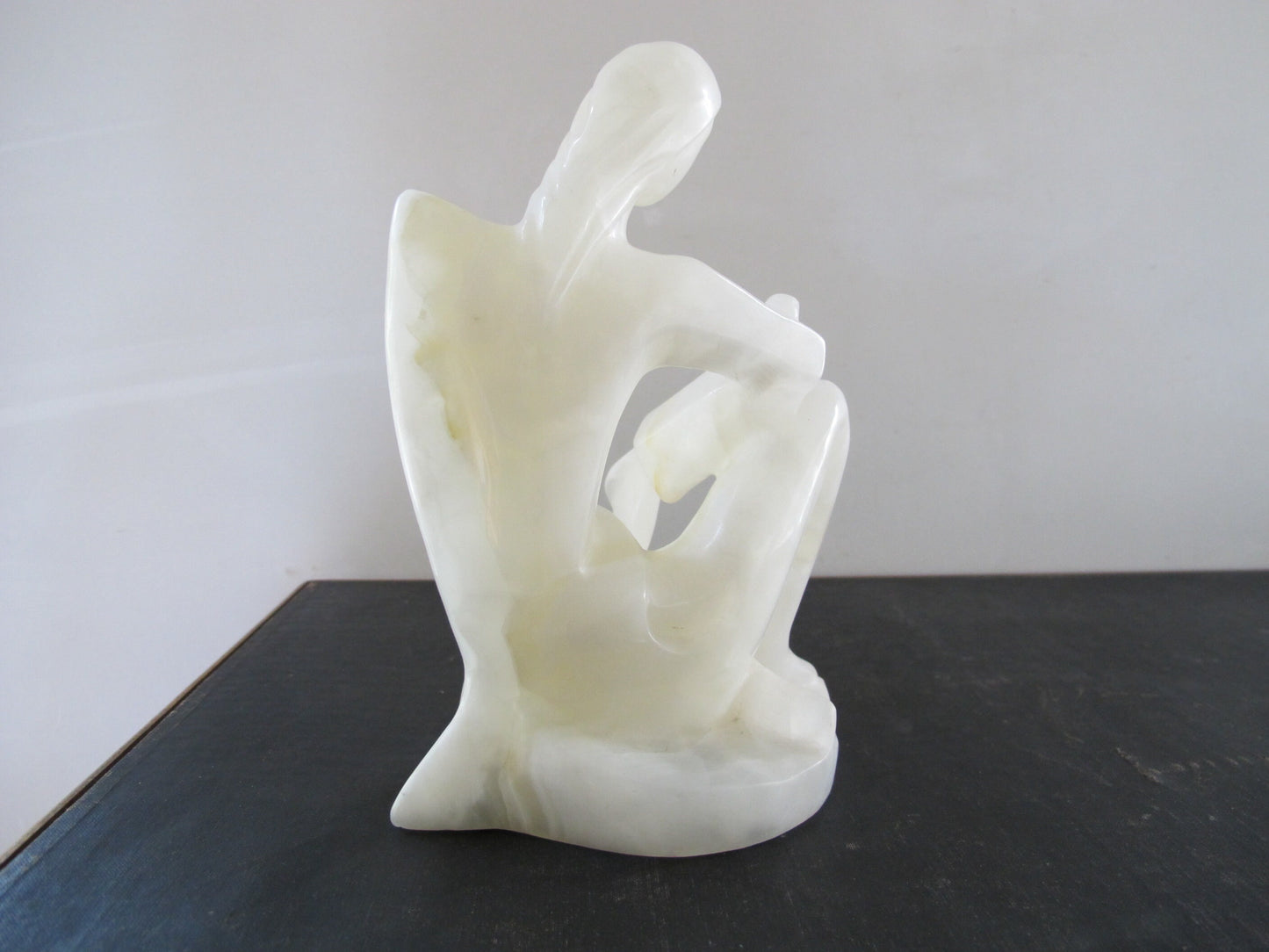 Sculpture Translucent White Alabaster Marble MCM Midcentury Italian Woman Abstract 1950s 1960s