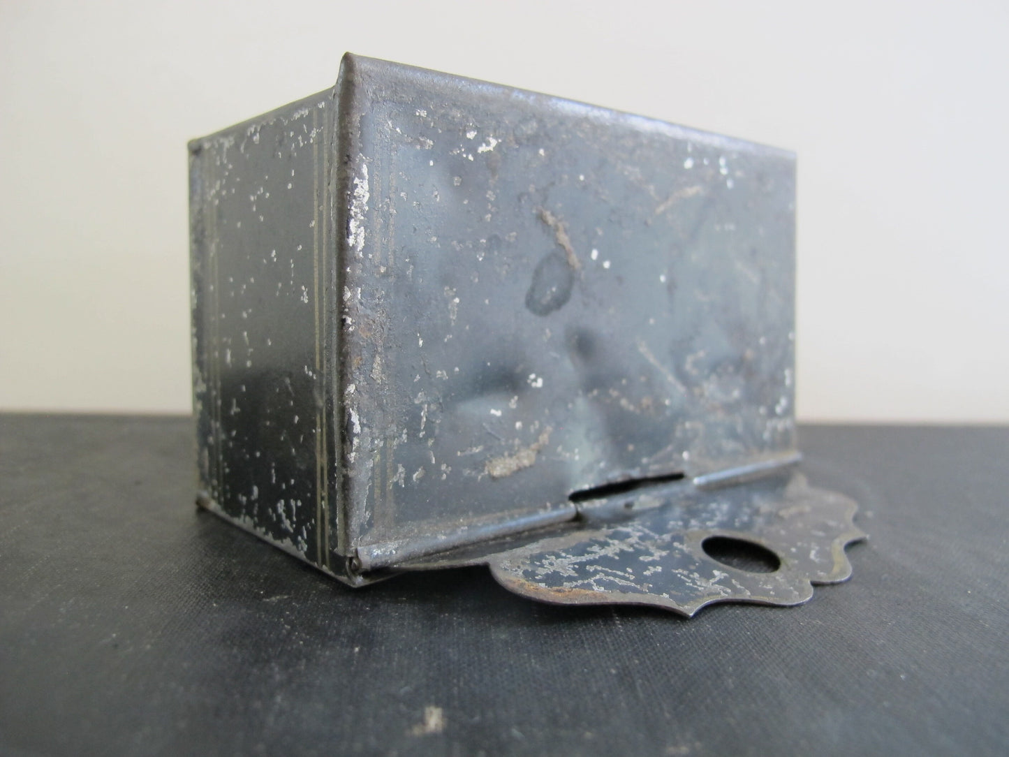 Toleware Pieced Tin WAFERS Wall Box Victorian 1870s 1800s