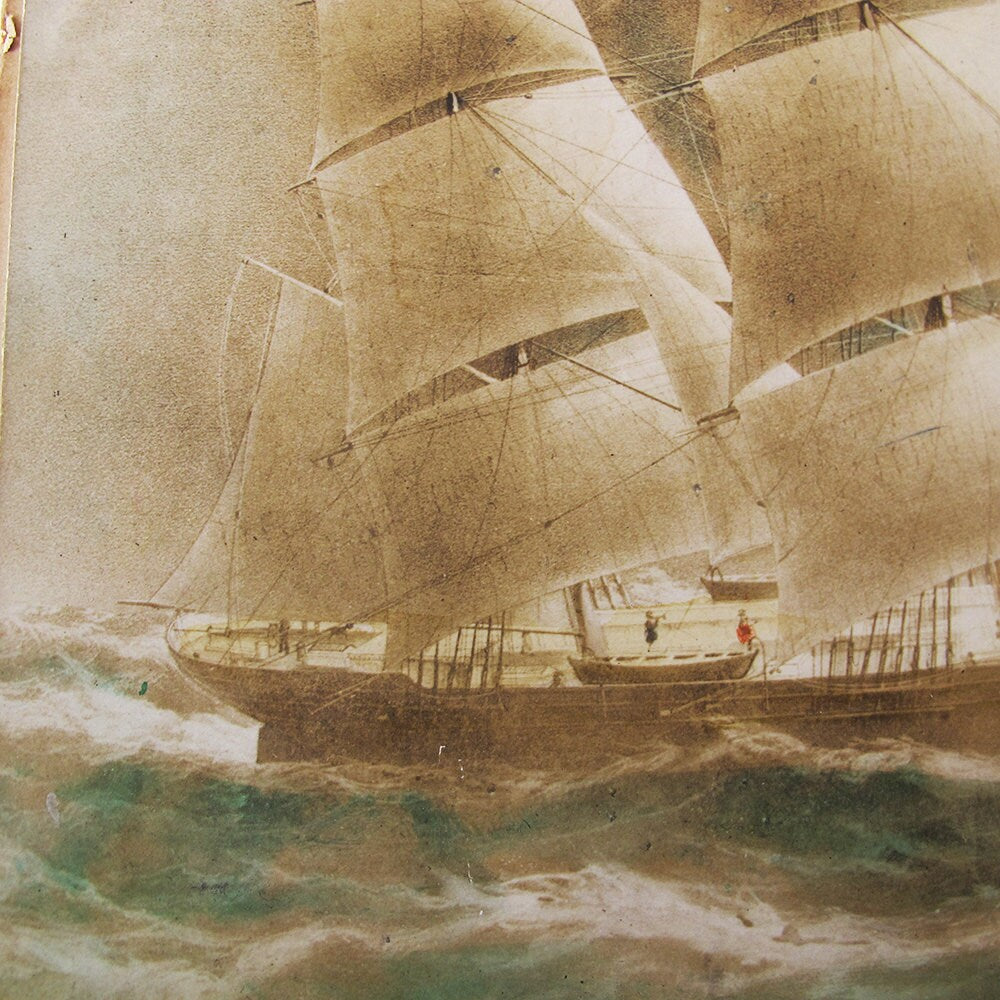 Schooner Photograph Liverpool Packet Clipper Ship Dreadnaught Clipper 1850 Photography Hand Tinted Photo