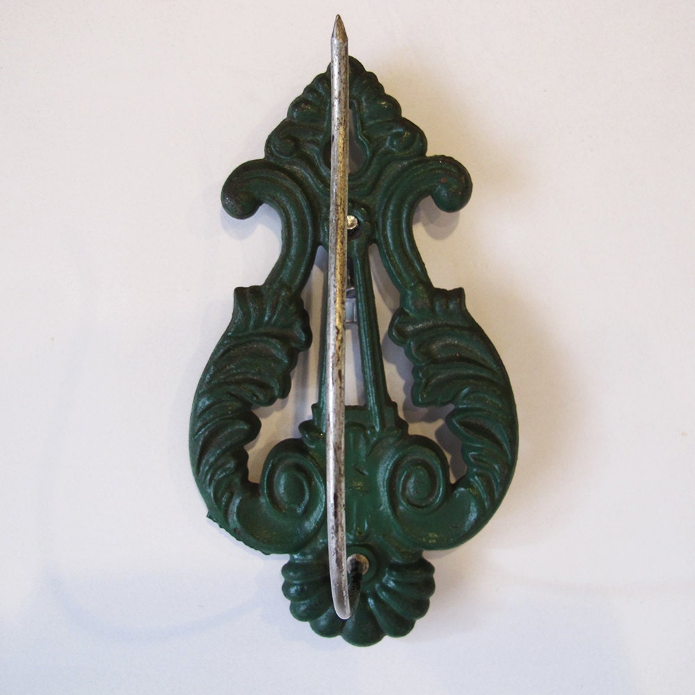 Lyre Back Paper Stick Cast Iron Edwardian Victorian Green