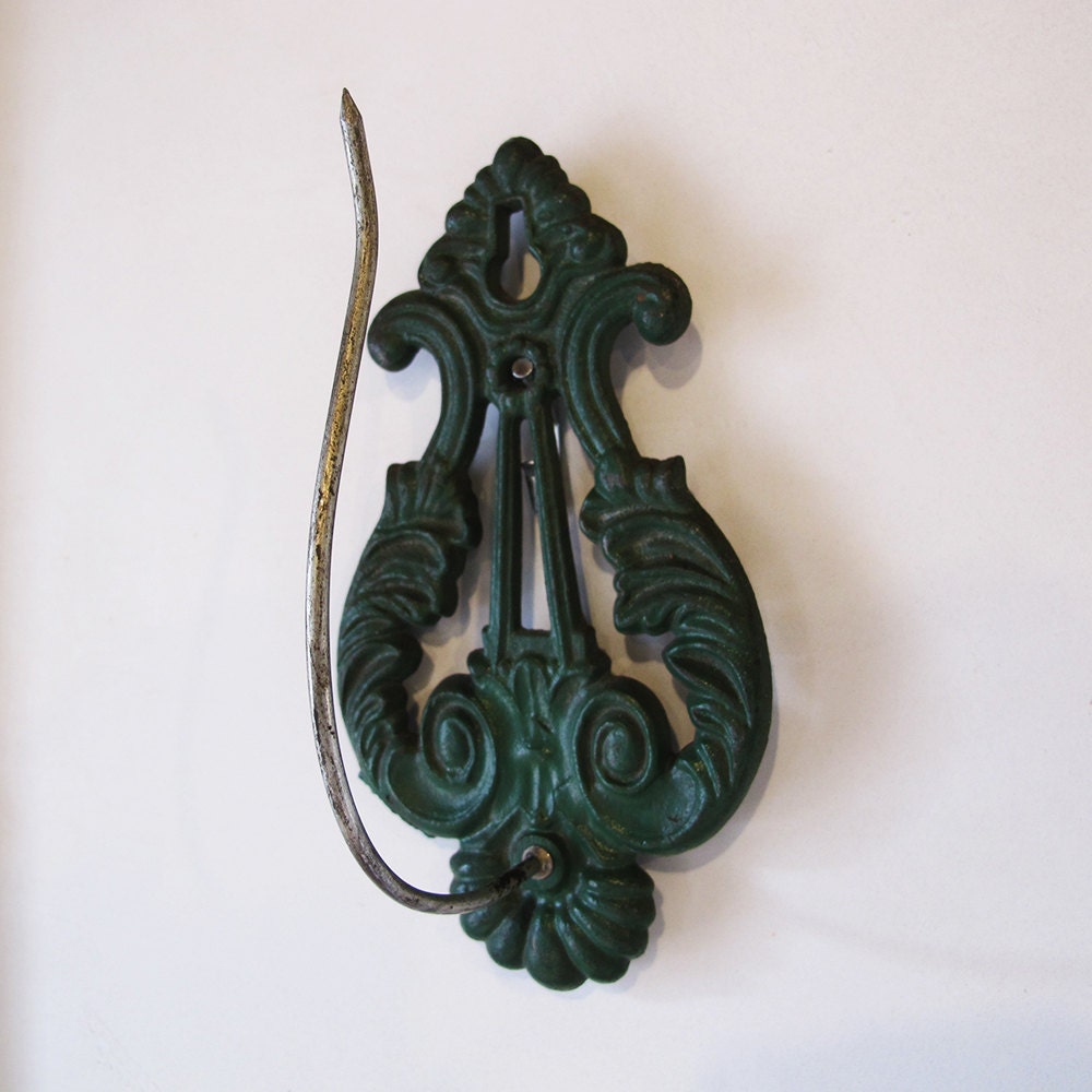 Lyre Back Paper Stick Cast Iron Edwardian Victorian Green