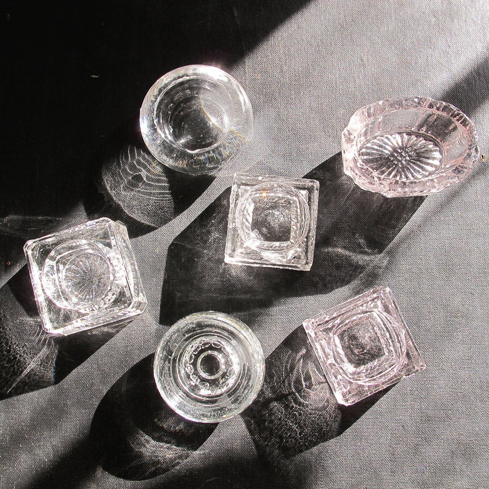 Salt Cellar Victorian Brilliant Cut Glass Pressed Glass Lavender Mix Set of Six 6