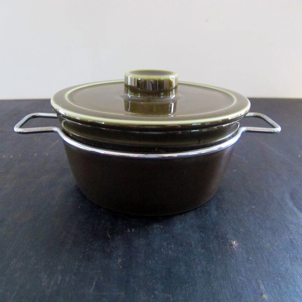 Casserole Norway Scandinavian Small Pine Green with Stainless Steel 1960s