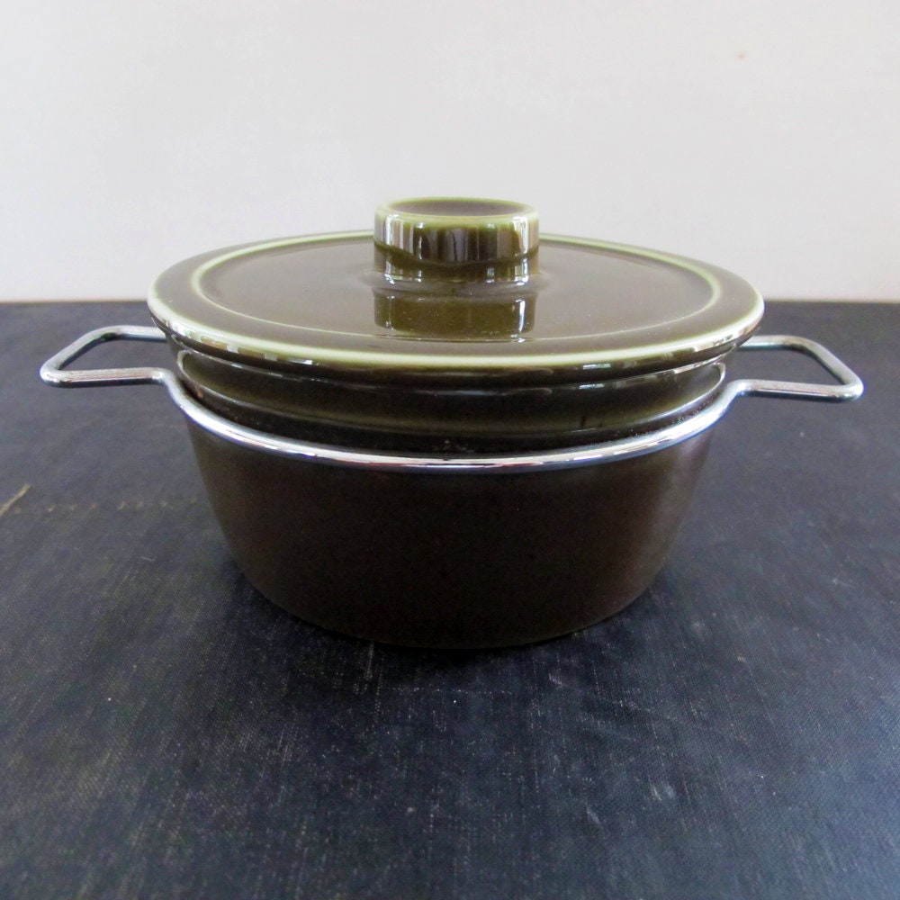 Casserole Norway Scandinavian Small Pine Green with Stainless Steel 1960s