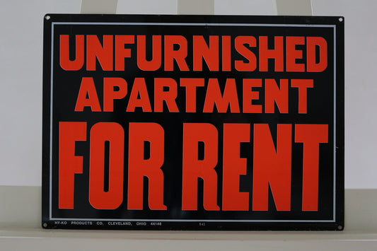 Unfurnished Apartment For RENT Vintage Metal Sign HY-KO Products Cleveland Aluminum