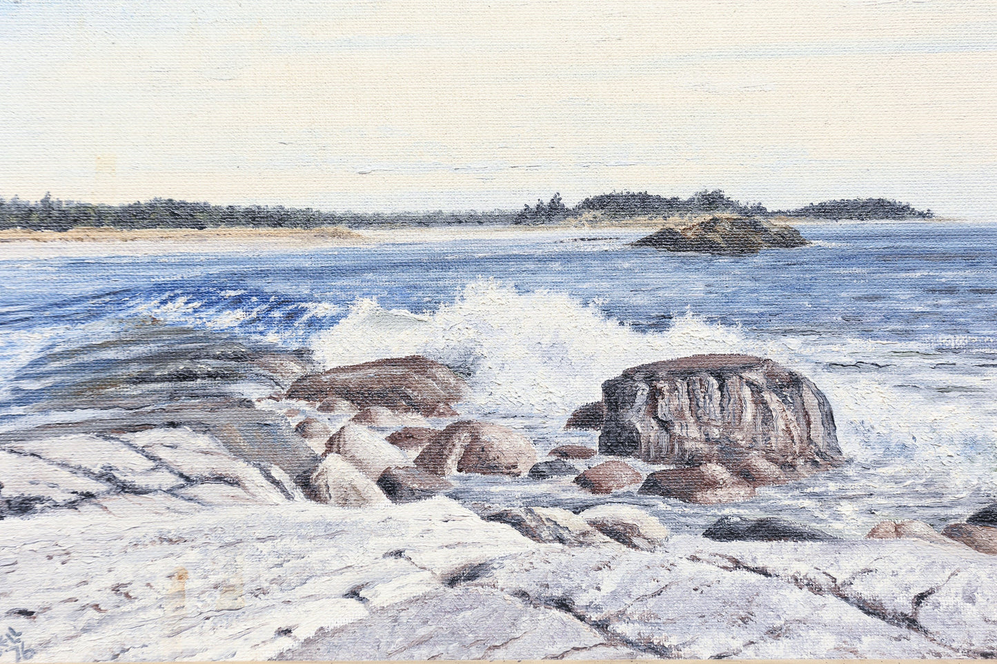 Painting Nova Scotia Seascape Coastal Alan Bell Tor Bay Oil Canada Canadian Maritimes Signed Framed New Brunswick 1976