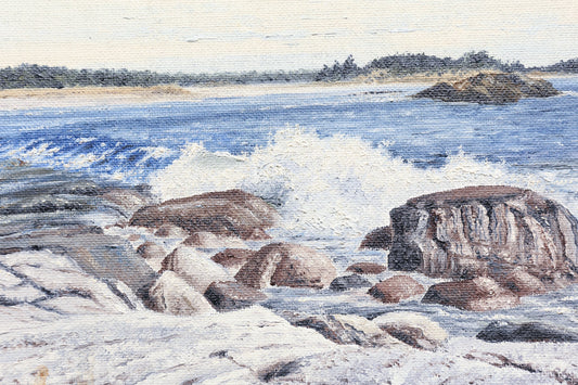 Painting Nova Scotia Seascape Coastal Alan Bell Tor Bay Oil Canada Canadian Maritimes Signed Framed New Brunswick 1976