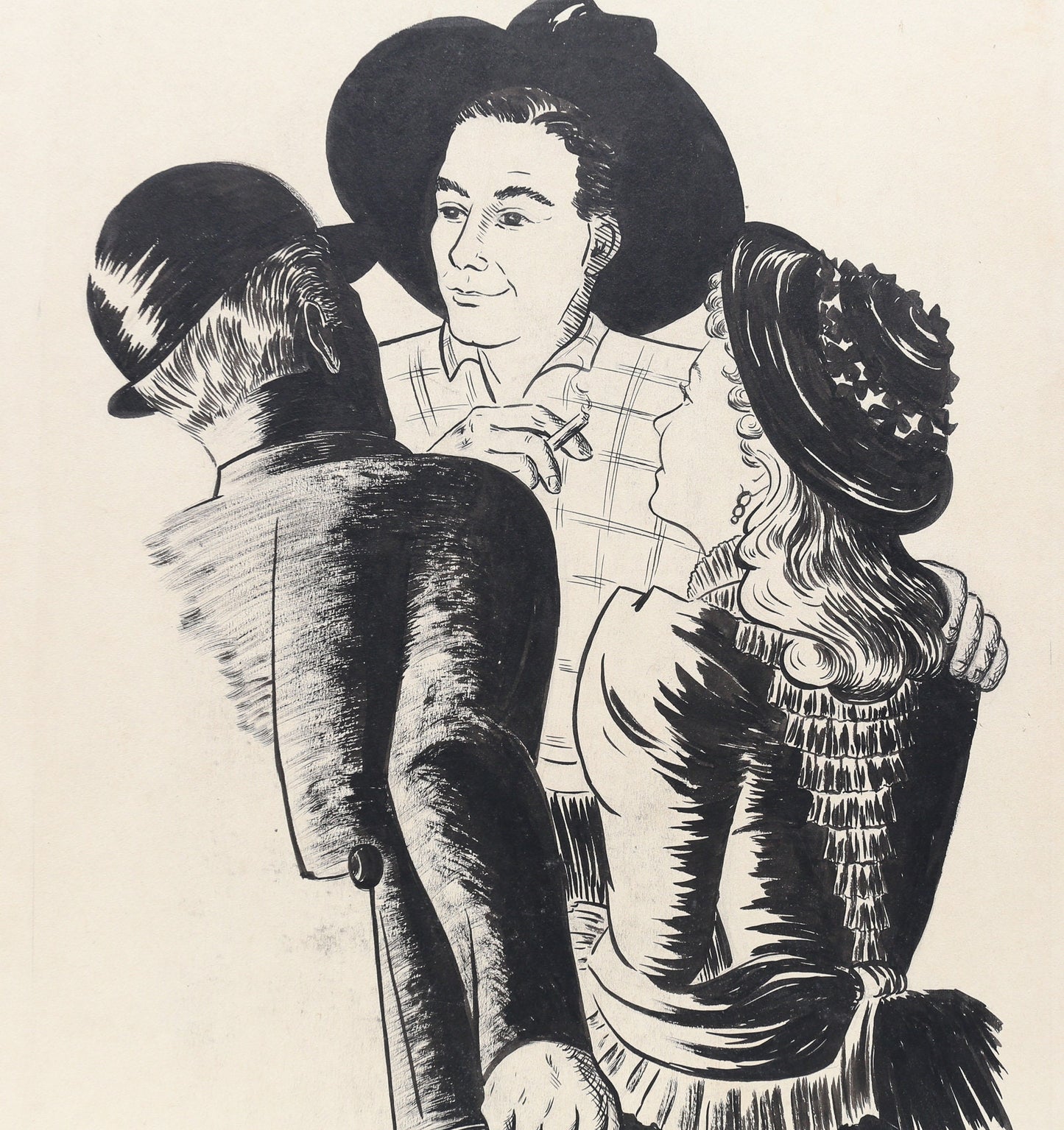 Painting Watercolor Gouache Cowboy Western Louise Rosen II Drawing Smoking Cowboy with City Slickers Con Illustration Art