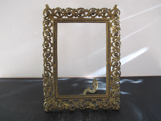 Frame Victorian Gilded Cast Iron Openwork Rococo Revival c. 1880 Original Surface Very Fine Casting