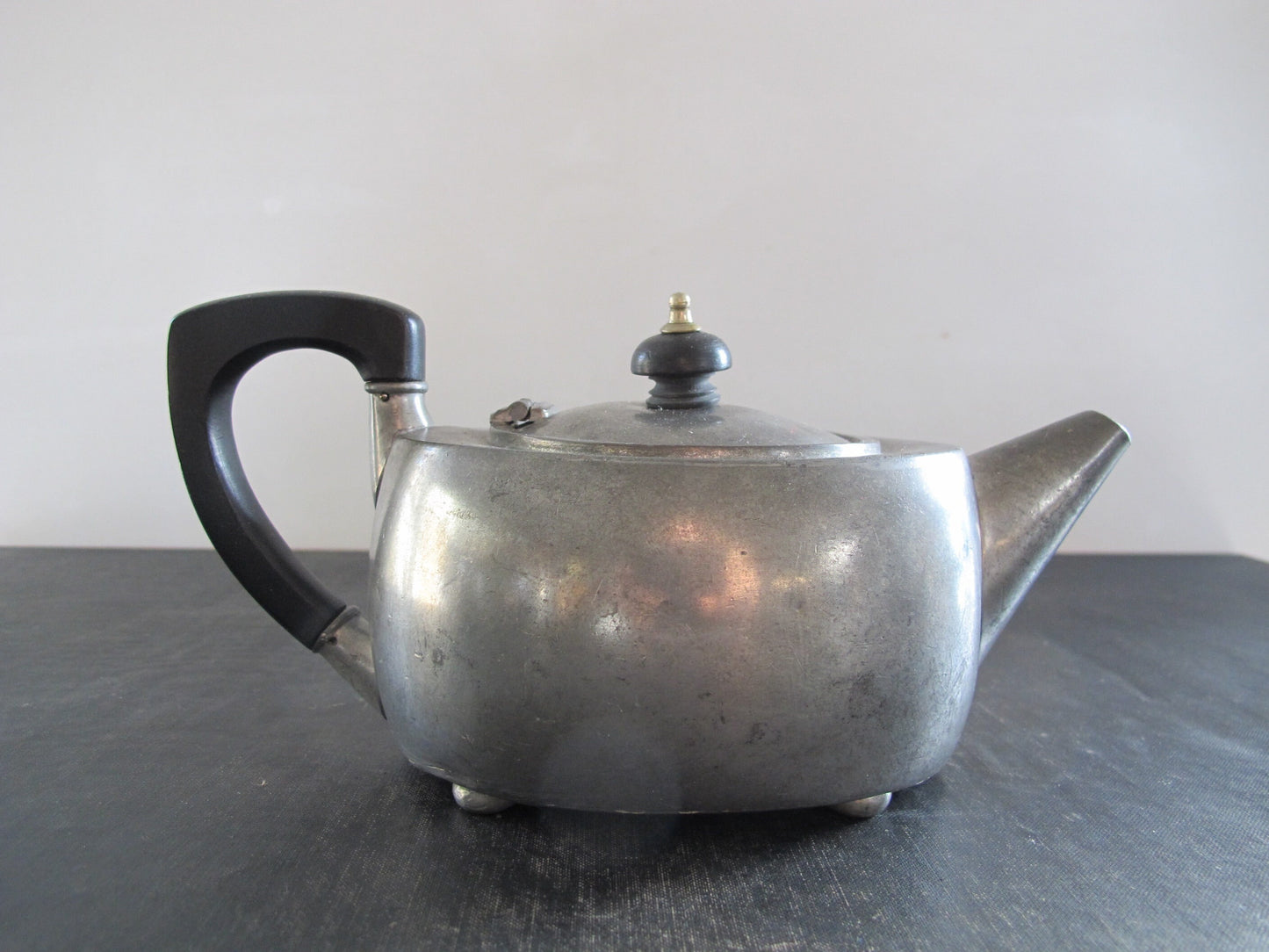 Liberty and Company Pewter Tea Set Teapot Creamer Sugar Edwardian Arts and Crafts