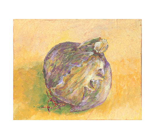 Oil Painting Still Life of Red Onion on Japanese Rice Paper Purple Artist Malcolm McKinnon 1990s