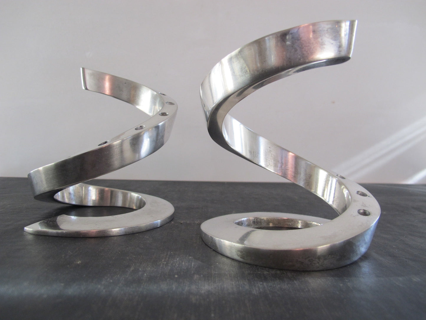 Dansk Pair Spiral Silver Plate Taper Holders Each Holds 12 Made in France c. 1960 1970