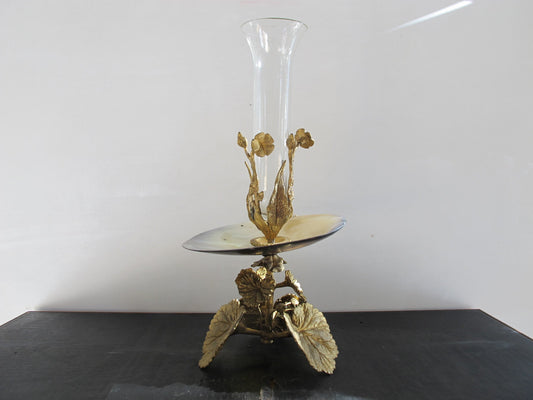 Epergne Victorian Centerpiece c. 1880 Plants Wildflowers Scallop Shell