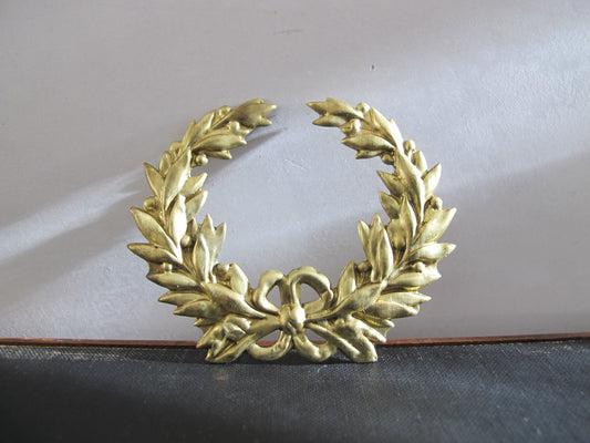 Wreath of Laurels Set of 4 Relief Finding Brass Bronze c. 1950s Christmas Ornaments